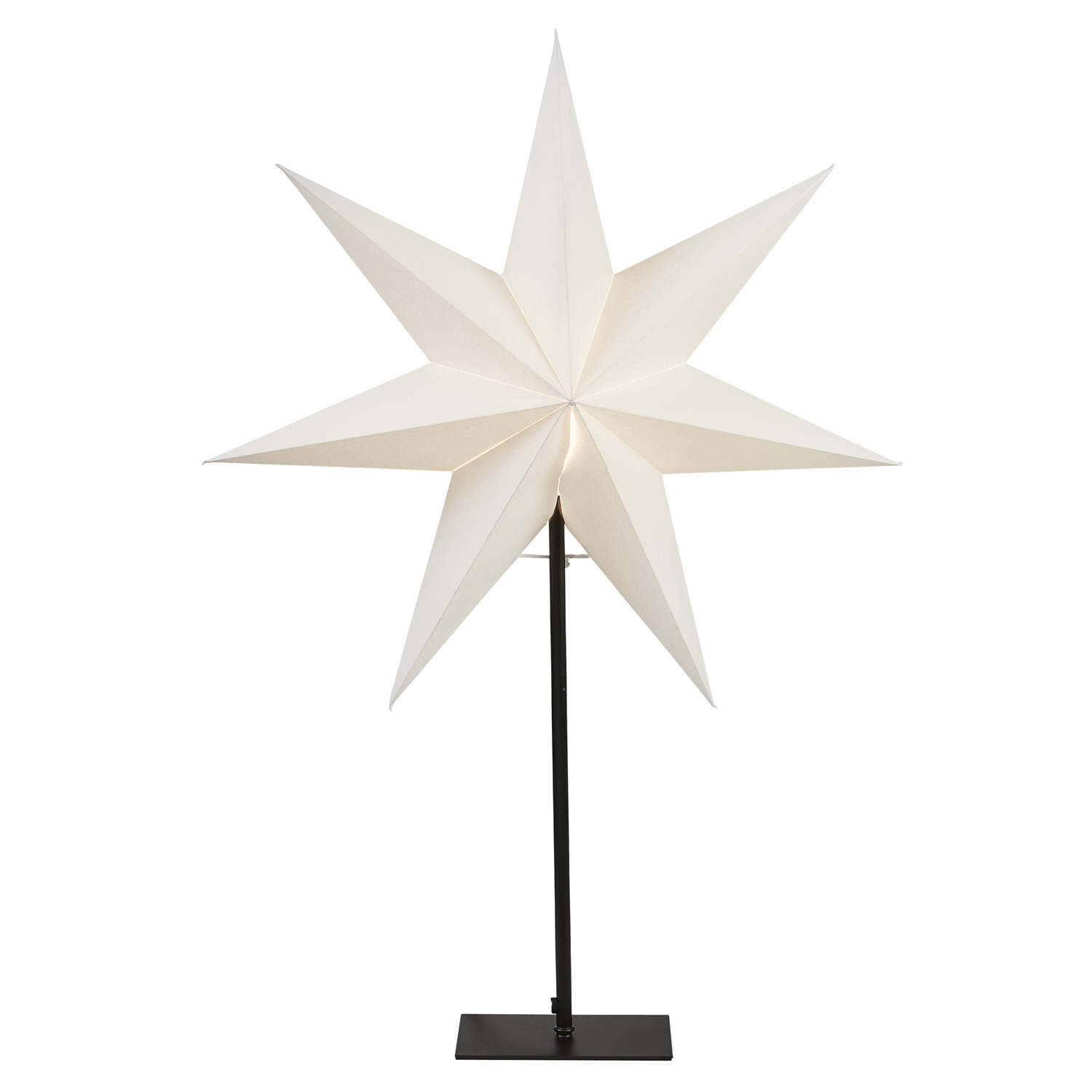 Papierstern Frozen - stehend - 7-zackig - D: 55cm, H: 80cm - inkl. E14 Fassung u. Kabel - weiß