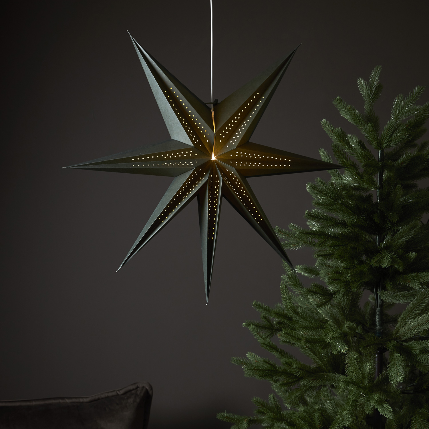 Papierstern POINT - hängend - 7-zackig - D: 60cm - grün Papierstern POINT - hängend - 7-zackig - D: 60cm - grün