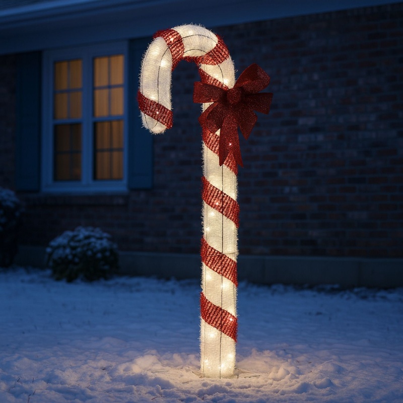 Gartenbeleuchtung Weihnachten Zuckerstange Rot Weiß