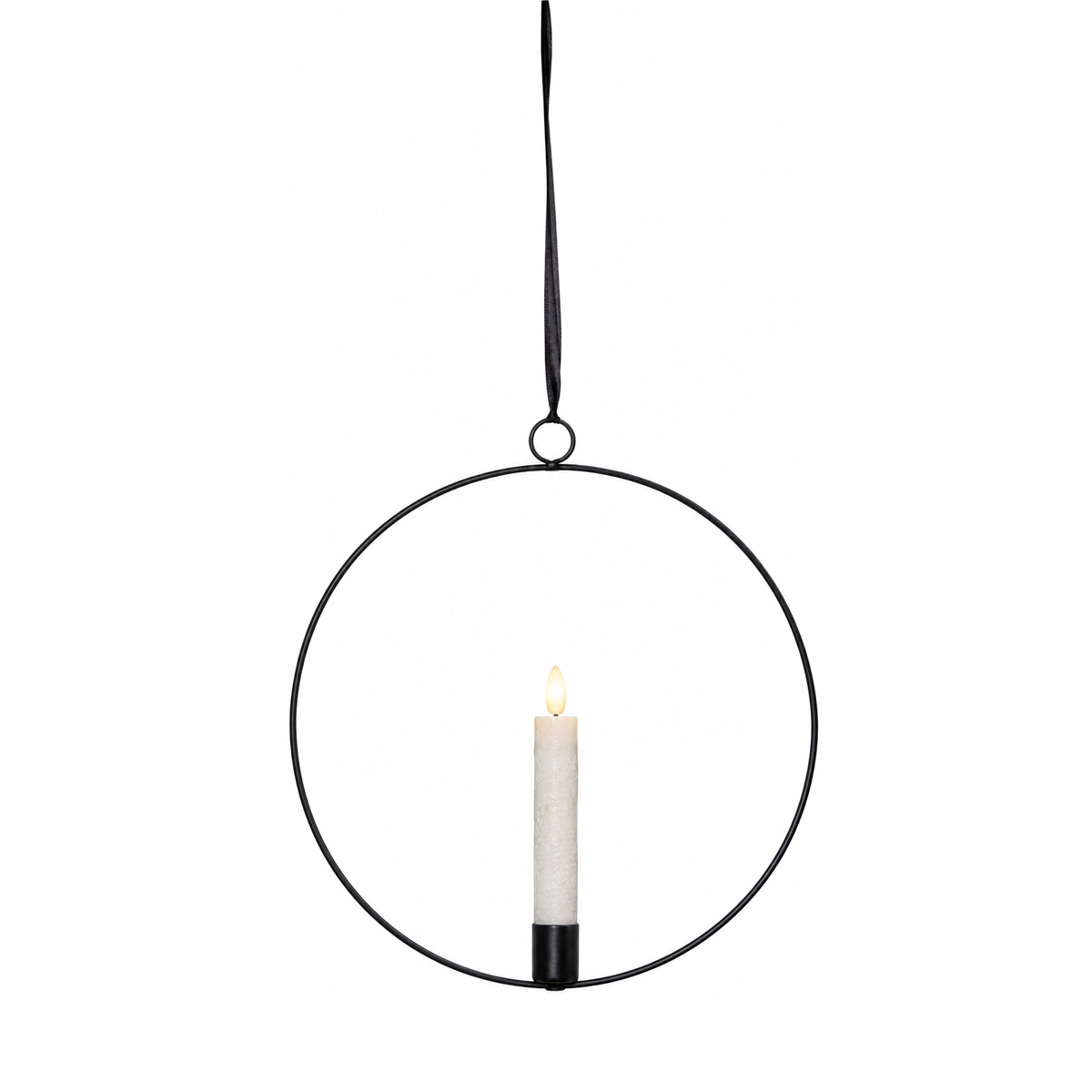 Dekoring mit LED Kerze - Fensterdeko zum Hängen - D- 28-5cm - Timer - Batterie - schwarz