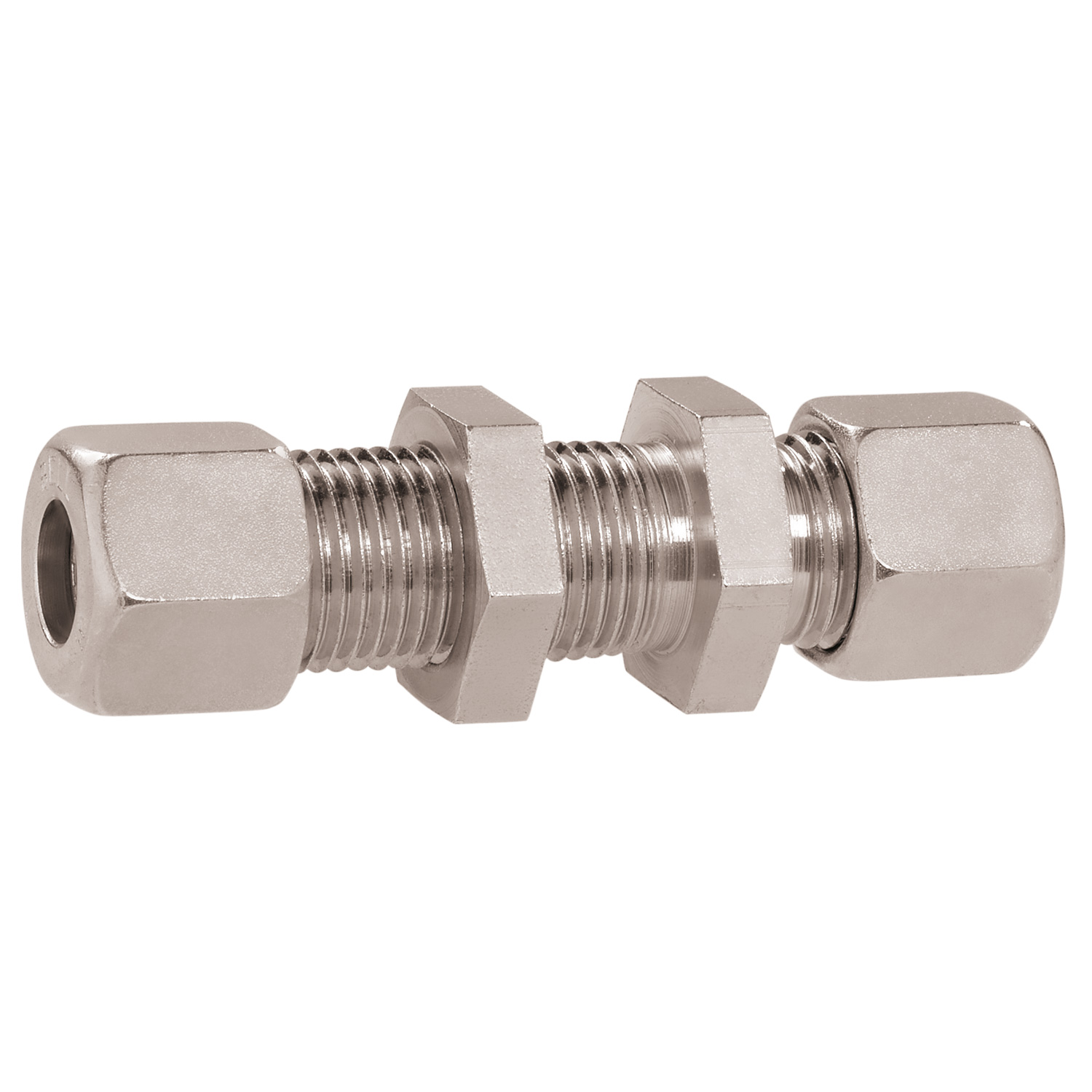 Gerade Schottverschraubung RVS10 - Durchgang für 10mm Gasrohre Gerade Schottverschraubung RVS10 - Durchgang für 10mm Gasrohre