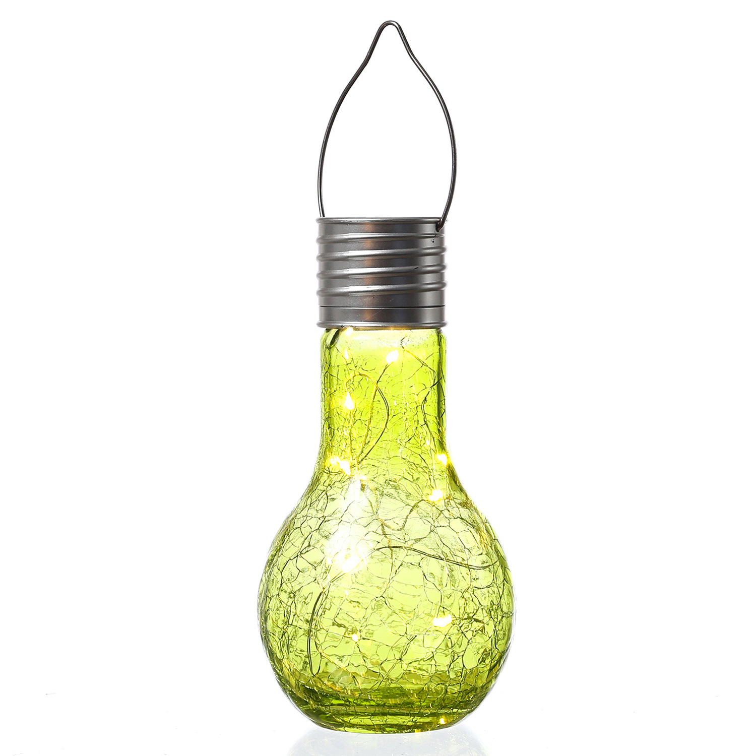 LED Solar Glühbirnen CRACKLE GLOW - warmweiße LED Drahtlichterkette - H: 17cm - bunt - 4er Set