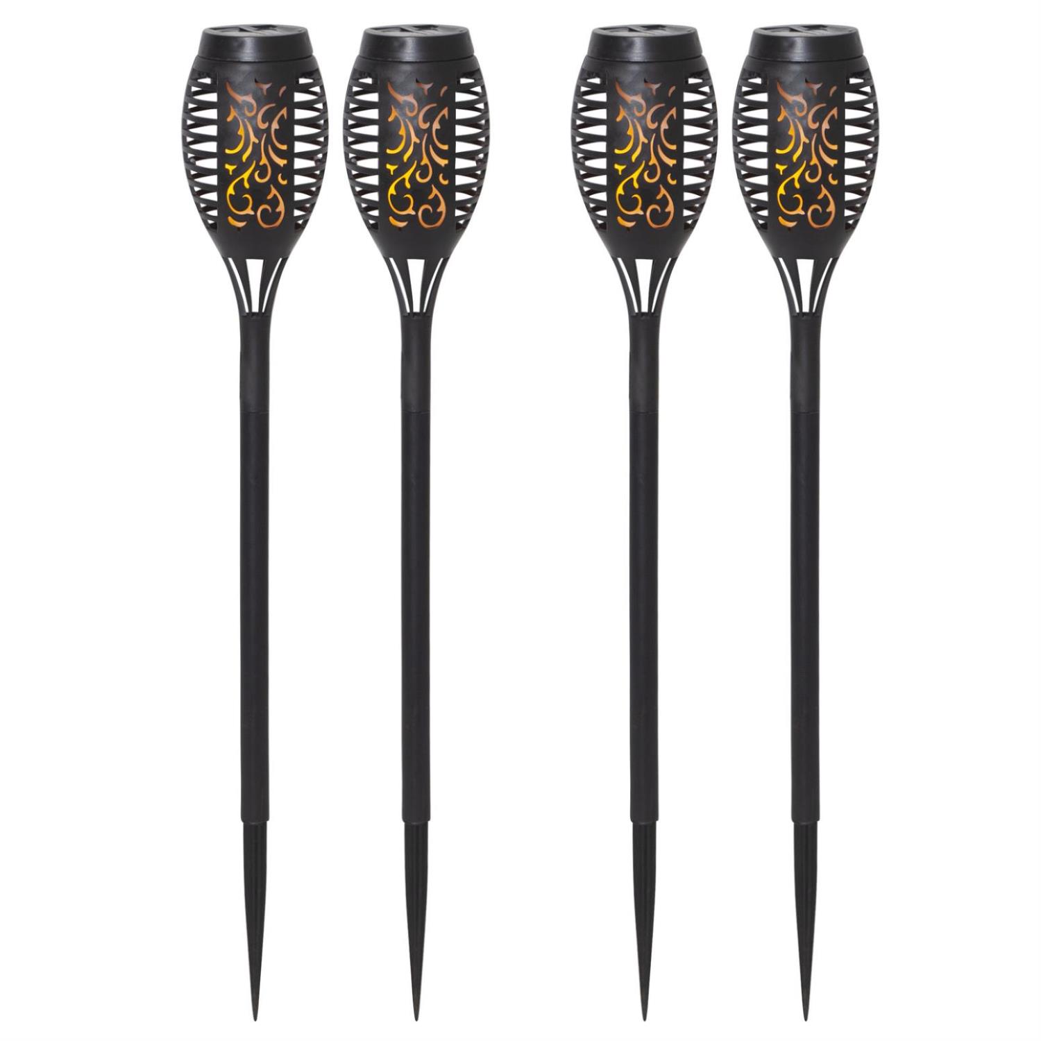 LED Solar Fackel - Gartenfackel - simulierter Flammeneffekt - H: 21cm - Lichtsensor - 4 Stück