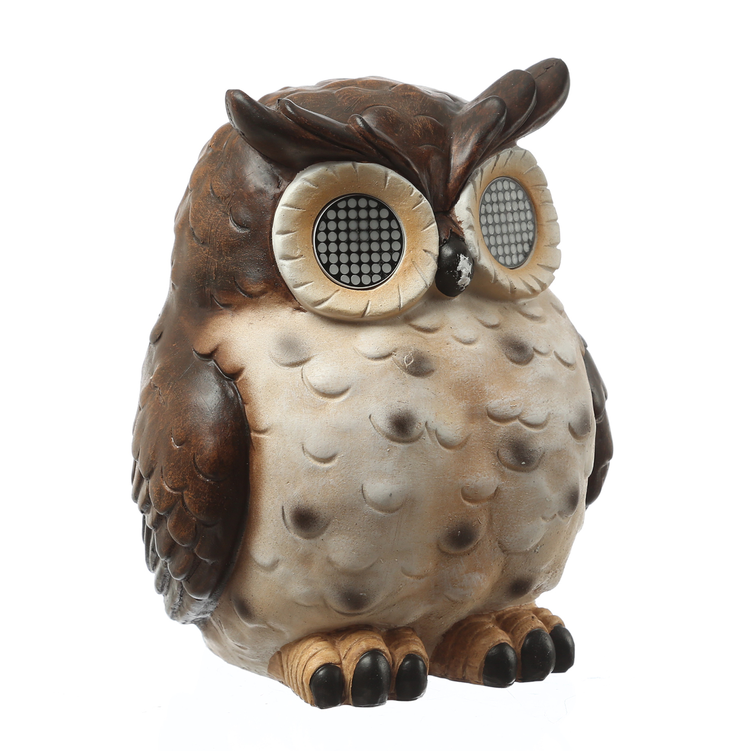 LED Solar Eule mit blizelnden und rollenden Augen - Gartenfigur - H: 23,5cm - Lichtsensor