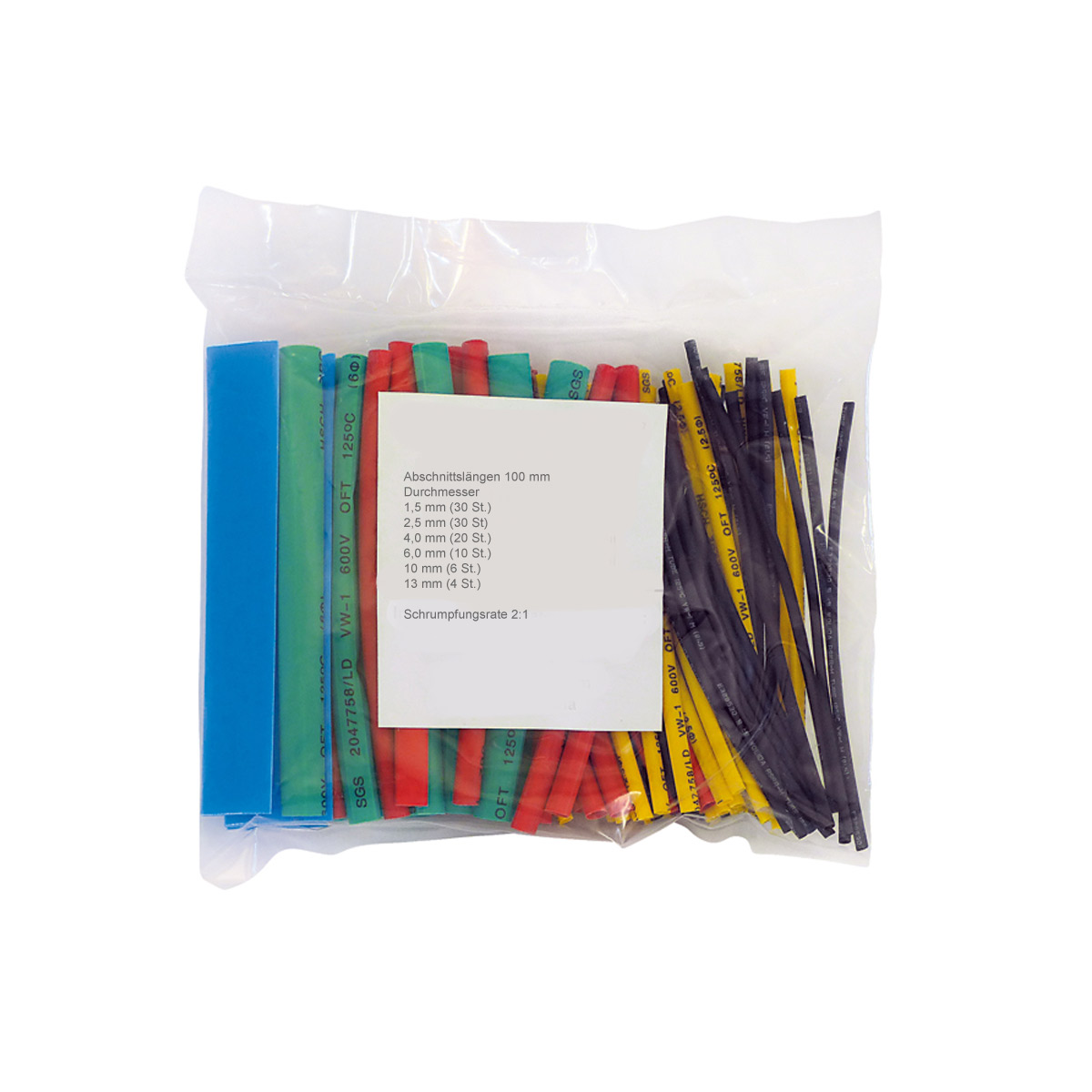 Schrumpfschlauch Sortiment 100-teilig - bunt - 2:1 - 100mm Abschnitte - versch.- Größen Schrumpfschlauch Sortiment 100-teilig - bunt - 2:1 - 100mm Abschnitte - versch.- Größen