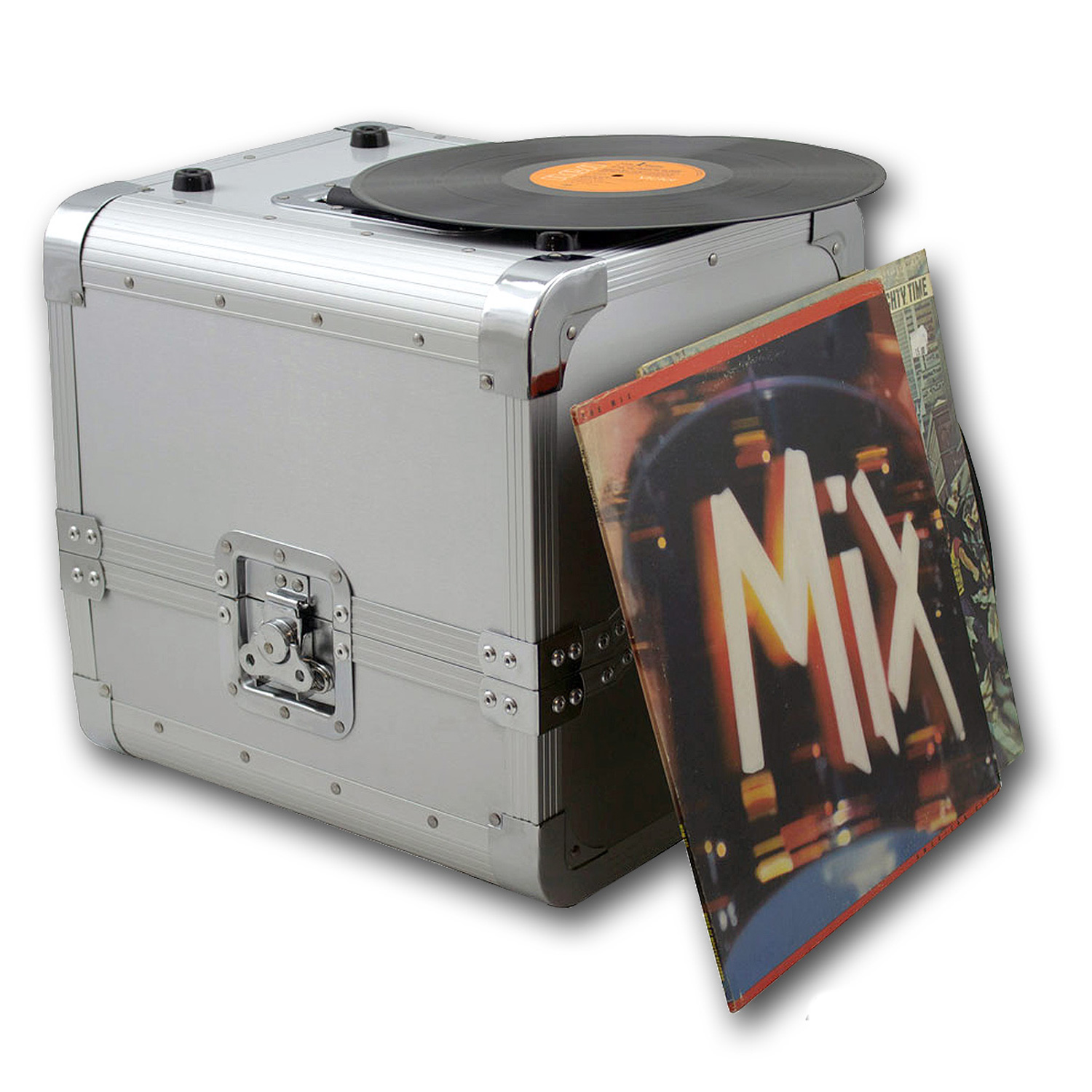 LP Plattencase PRO silber 50:50 Split, 80LPs | DJ Plattenkoffer für 80 Schallplatten