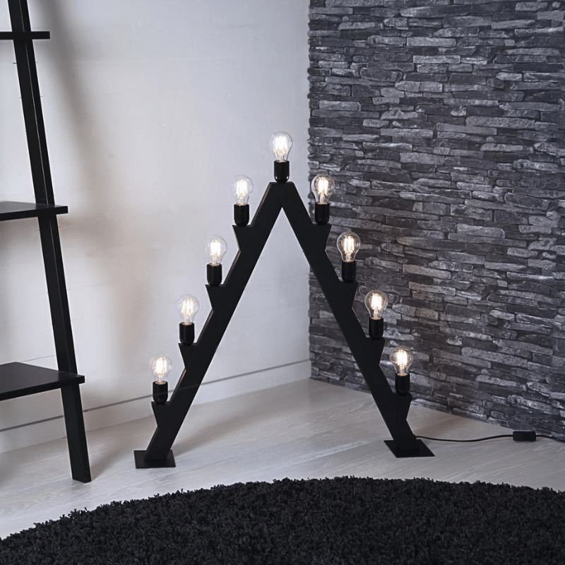 Fensterleuchter "Max" - 9flammig - E27 Fassungen - B: 60cm, H: 77cm - Schalter - schwarz Fensterleuchter "Max" - 9flammig - E27 Fassungen - B: 60cm, H: 77cm - Schalter - schwarz