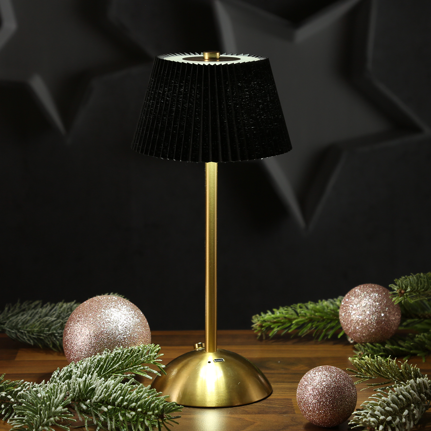 LED Tischlampe GENUA - wiederaufladbar per USB - 3 Lichtfarben - dimmbar - H:30,5cm - schwarz