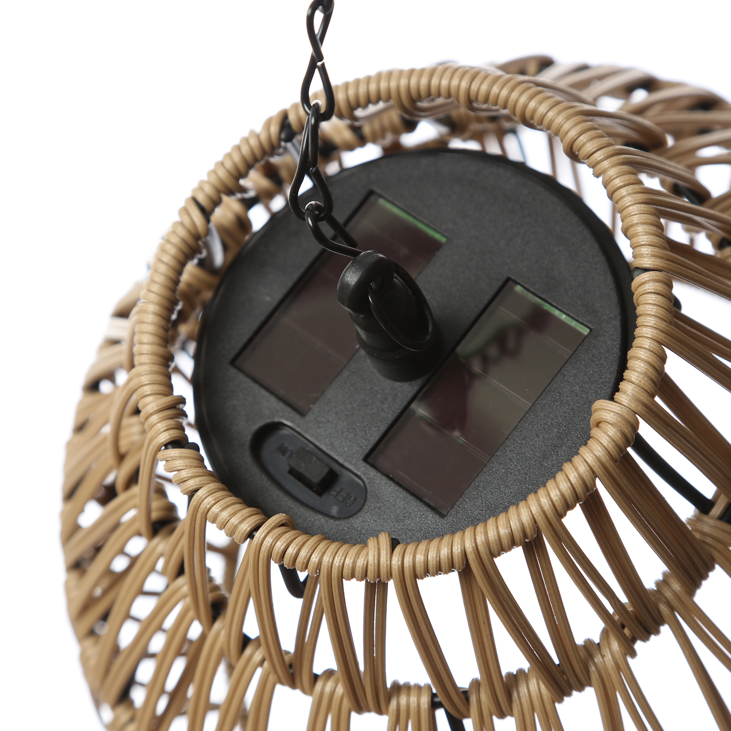 LED Solar Hängeleuchte - Lampenschirm aus Kunststoffseil - warmweiße LED - H: 18cm - Lichtsensor