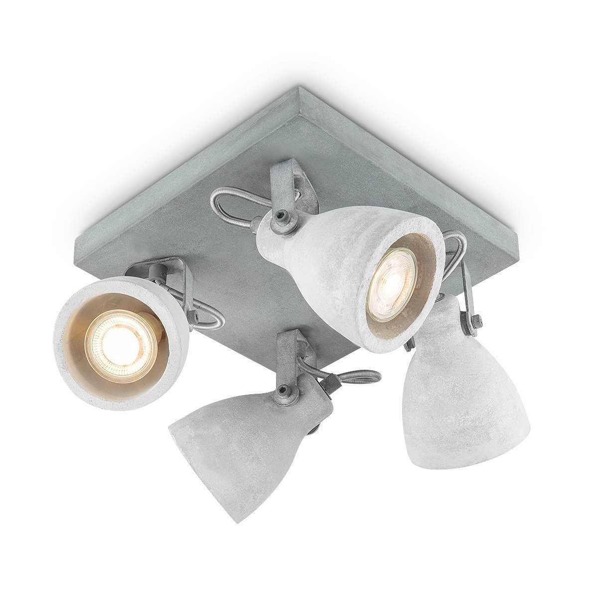 Deckenspots VEDI 4er Quadrat - Betonoptik grau - inkl. 4 x GU10 3000K 345lm 36° - Lichtbalken
