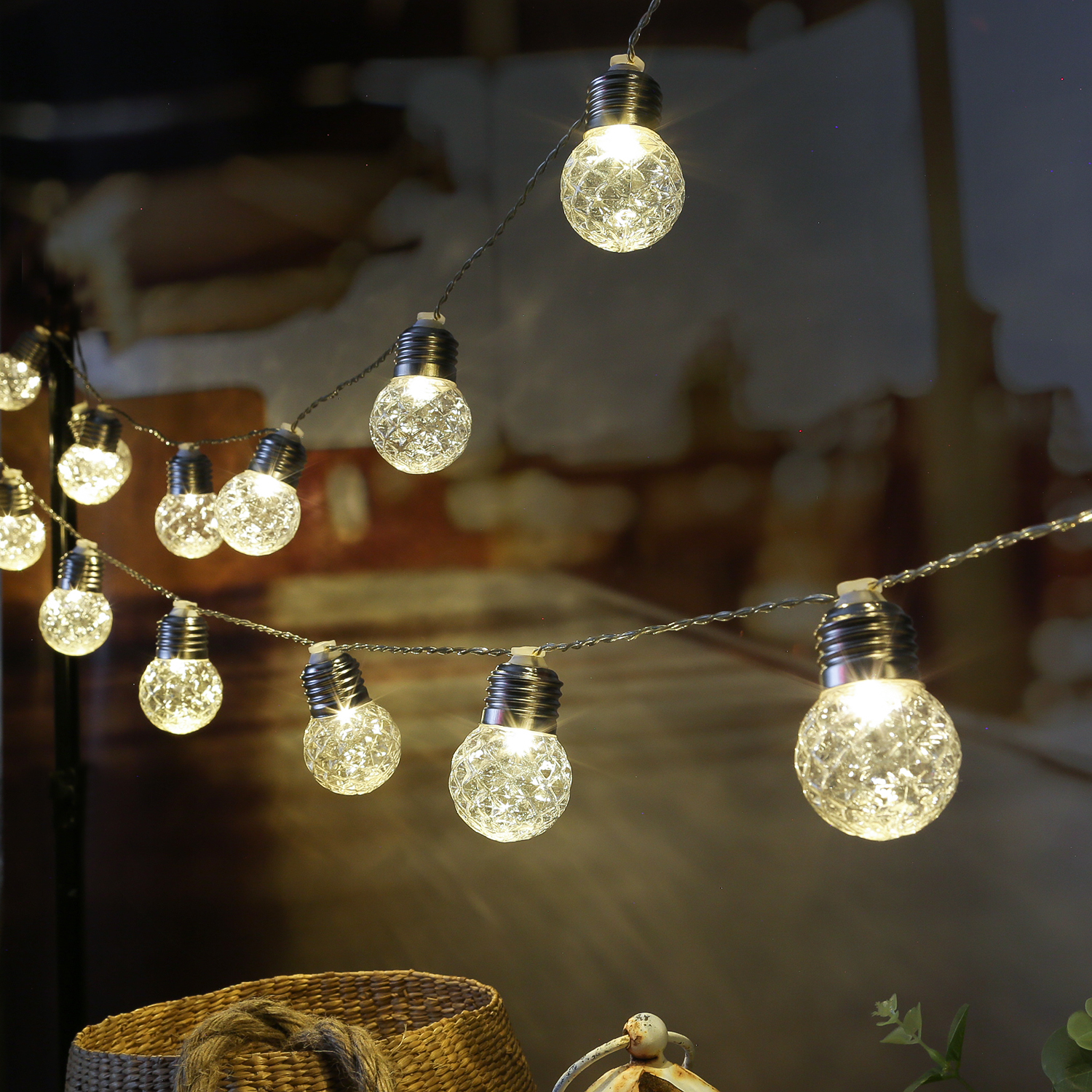 LED Solar Lichterkette Kristall Kugeln - 20 Kugeln - L: 3,8m - Blink-/Dauerlichten - Lichtsensor LED Solar Lichterkette Kristall Kugeln - 20 Kugeln - L: 3,8m - Blink-/Dauerlichten - Lichtsensor