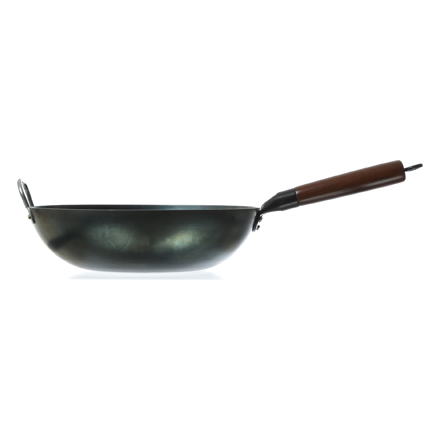 WOK Pfanne 32cm - Eisen mit Holzgriff und Schwenkgriff