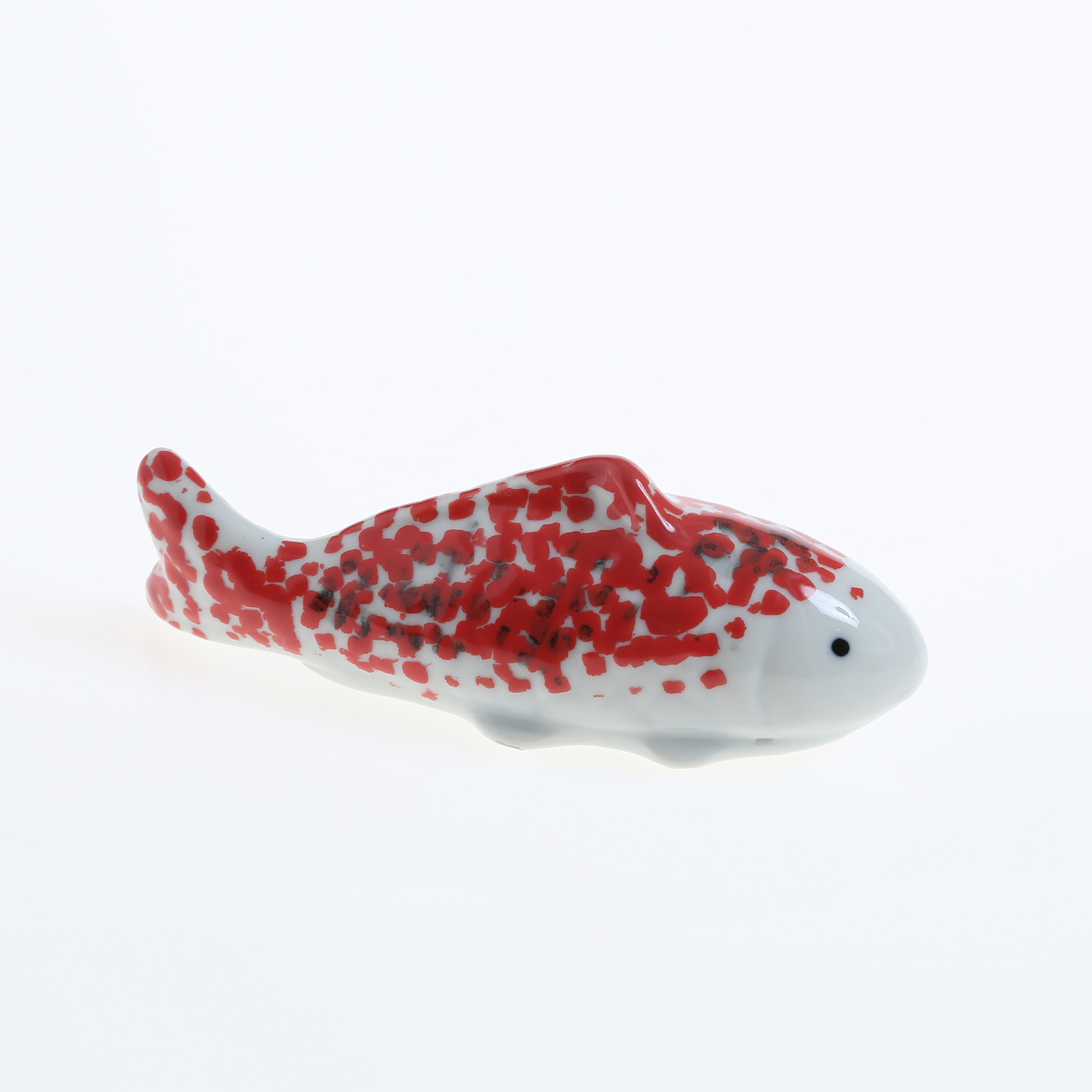 Teichdeko Fisch LEE - Dekofigur - Porzellan - schwimmend - L: 10cm - weiß, rot, schwarz