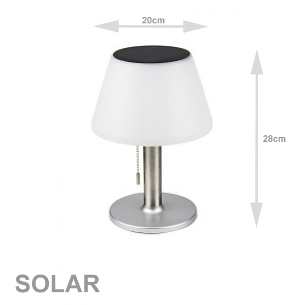 Tischleuchte mit Solarpanel und Batterie - D: 20cm x H: 28cm - warmweiss