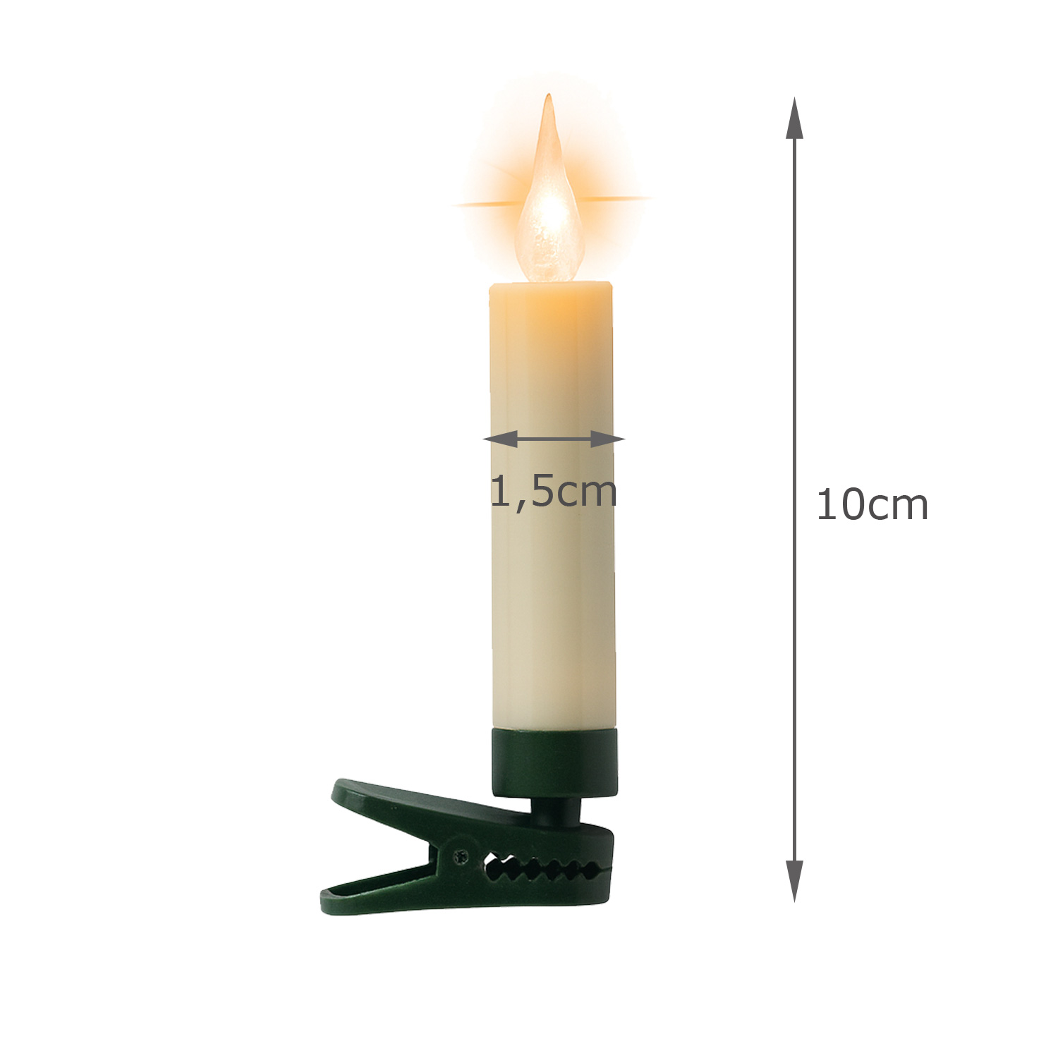 LED Baumkerzen mit Clip - 10 bernstein LED - kabellos - Fernbedienung - Timer - für Innen - 10er Set