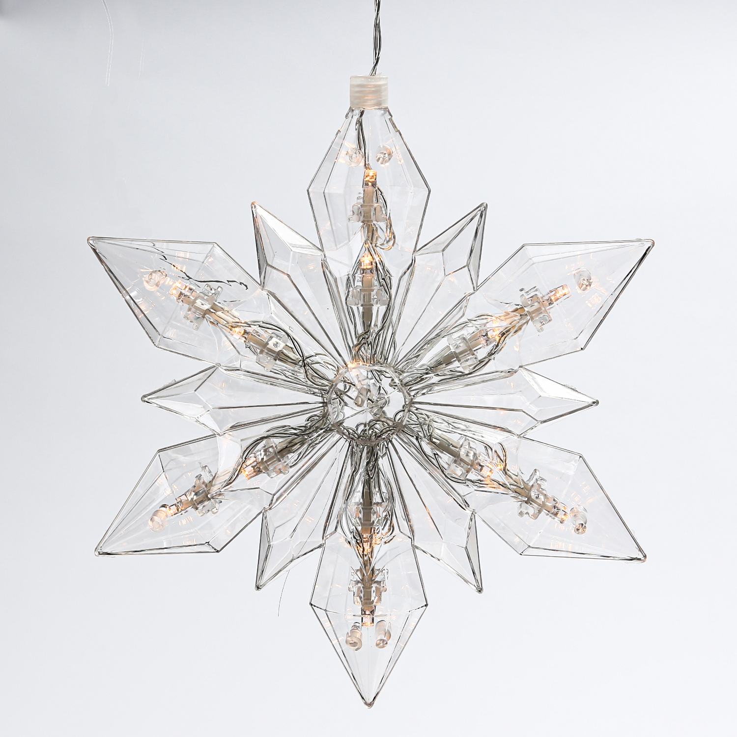 LED Weihnachtssterne aus Acryl - 2x 25 warmweiße LED - Timer - Batterie - transparent - 2er Set