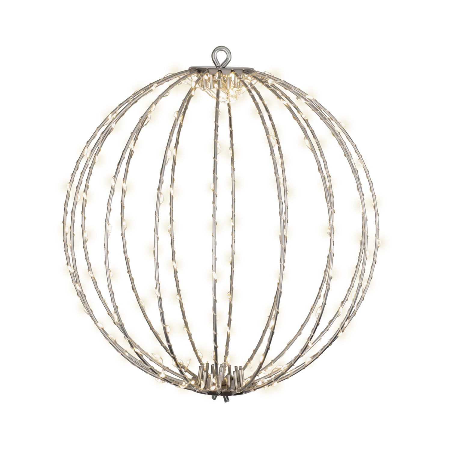 LED Drahtkugel - 3D Leuchtkugel - D: 38cm - 240 warmweiße LED - faltbar - 8 Modi/Timer - Innen/Außen