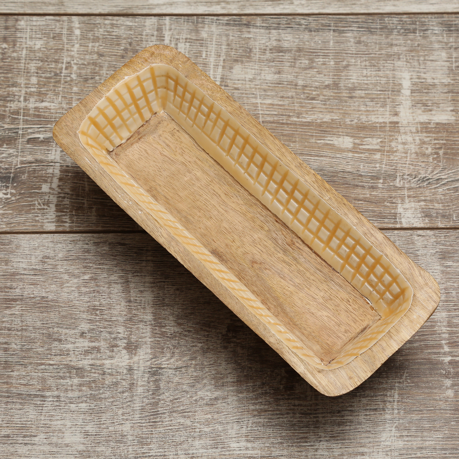 Dekoschale - rechteckig - Mangoholz - L: 30cm - H: 8cm - natur, terracotta Dekoschale - rechteckig - Mangoholz - L: 30cm - H: 8cm - natur, terracotta