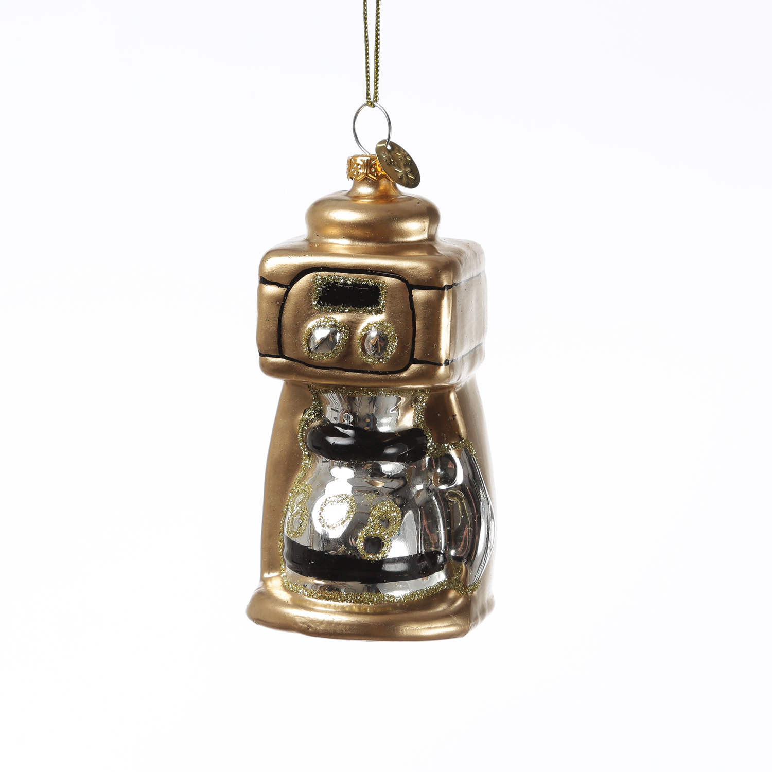 Weihnachtsbaumschmuck Kaffeemaschine - Glas - Christbaumschmuck Filterkaffee - H: 9cm