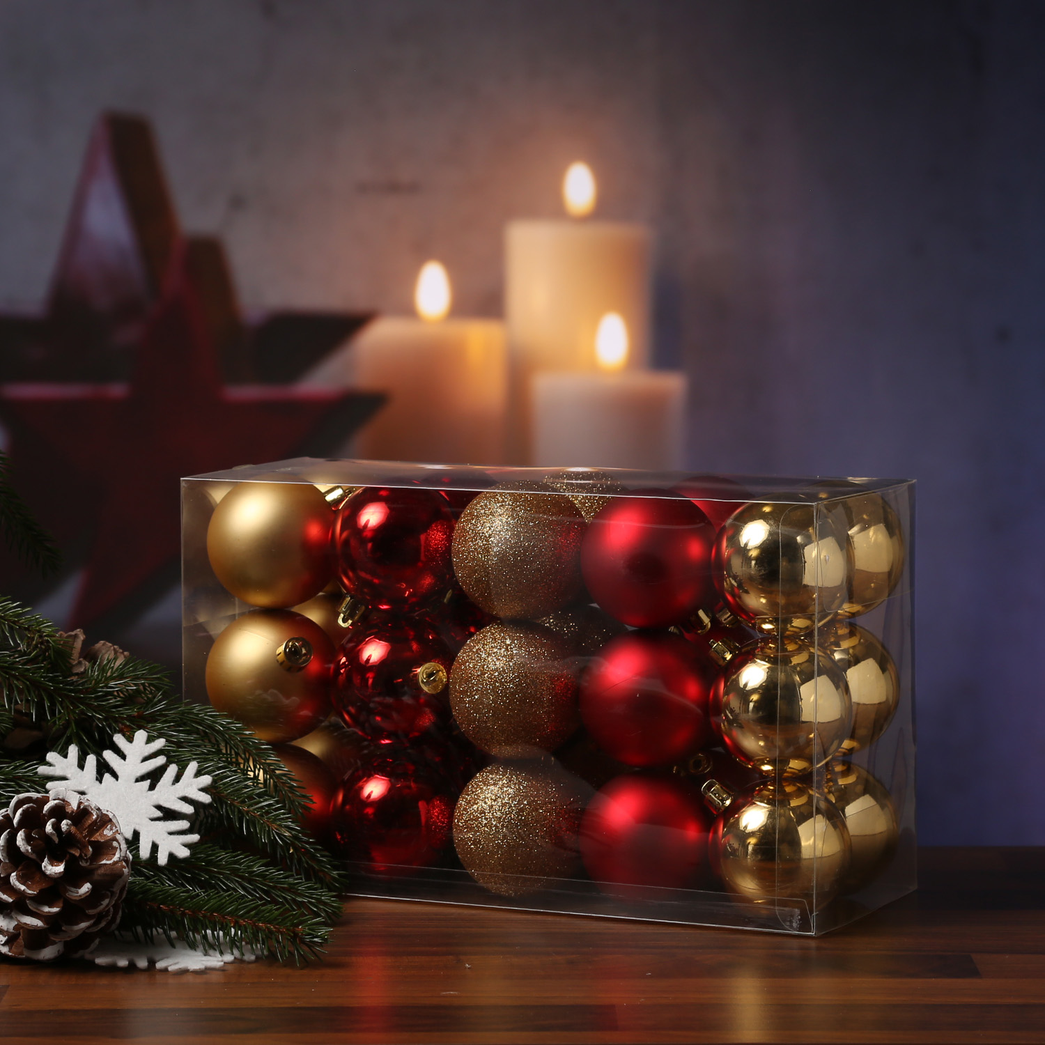 Christbaumkugel - Weihnachtskugel - bruchfest - D: 6cm - glänzend matt glitzernd - gold rot - 30St. Christbaumkugel - Weihnachtskugel - bruchfest - D: 6cm - glänzend matt glitzernd - gold rot - 30St.