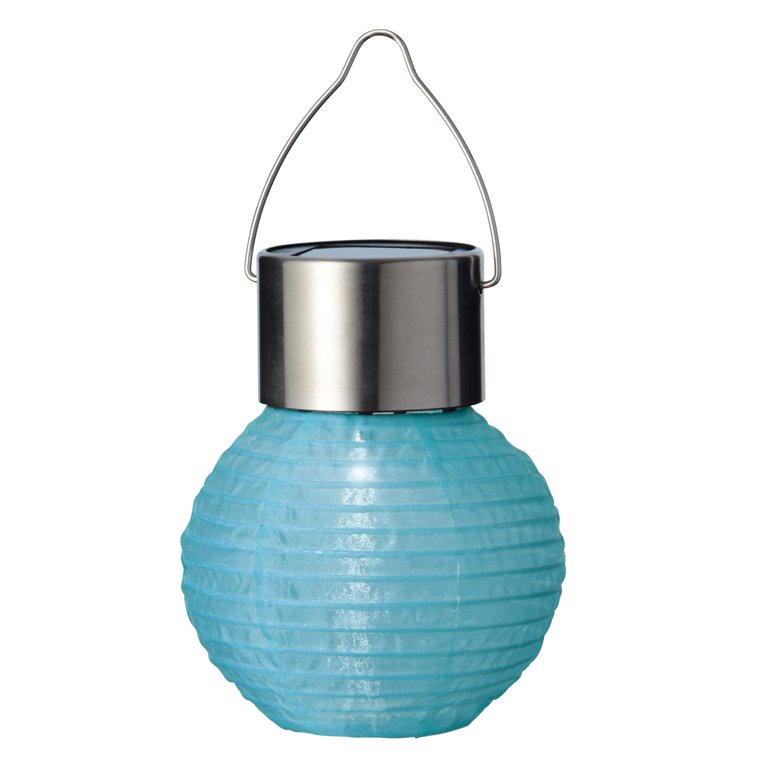 LED Solar Mini Lampions - kaltweiße LED - H: 9,5cm - D: 7cm - Lichtsensor - blau - 4er Set