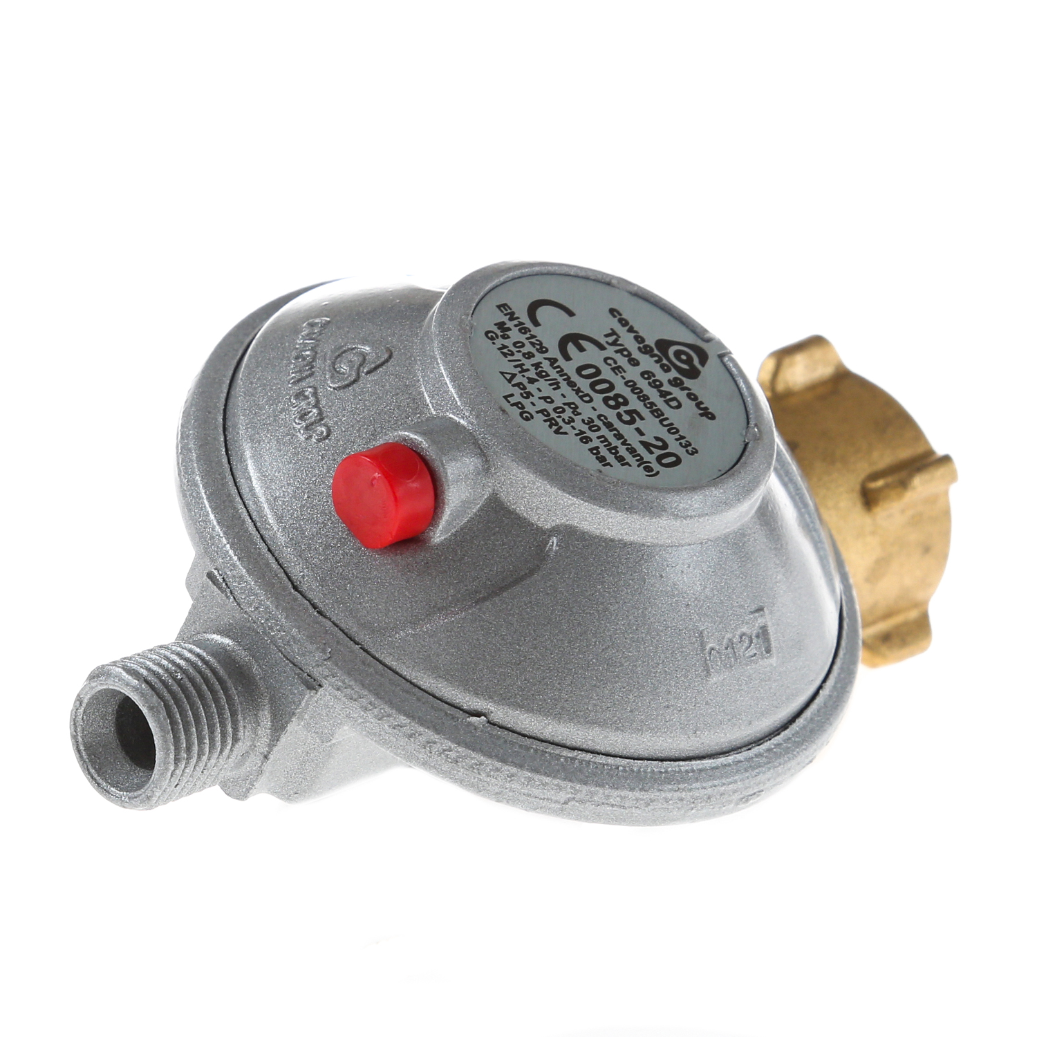 Gasregler Niederdruck einstufig 30mbar - 1,2kg/h - KLF x 1/4" links - FAHRZEUG EN 12864 Annex D