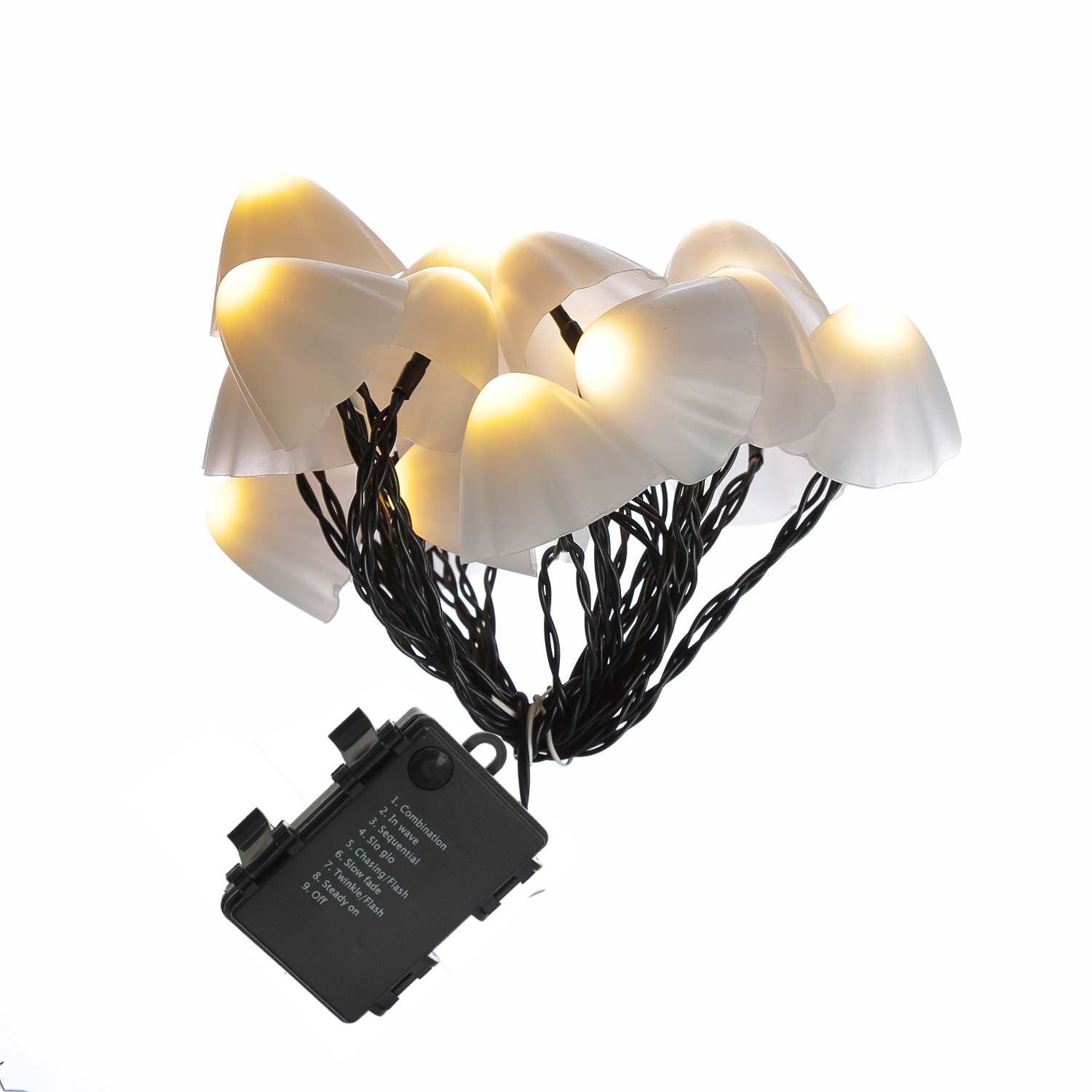 LED Lichterkette Mini Pilze - 20 Gartenstecker mit Erdspießen - 8 Funkt. - Timer - L: 3,8m - weiß LED Lichterkette Mini Pilze - 20 Gartenstecker mit Erdspießen - 8 Funkt. - Timer - L: 3,8m - weiß