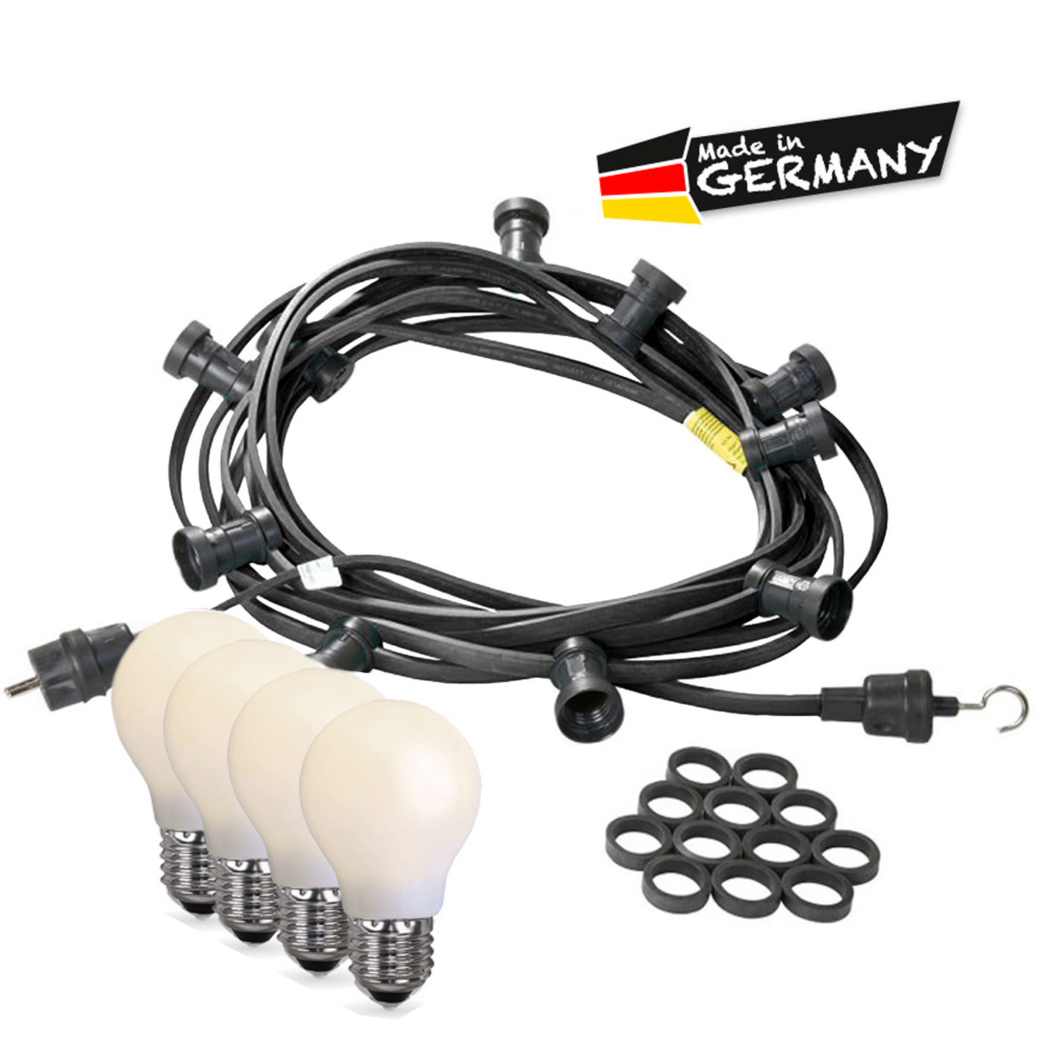 Illu-/Partylichterkette 40m - Außen - Made in Germany - 40 bruchfeste opale LED Tropfenlampen