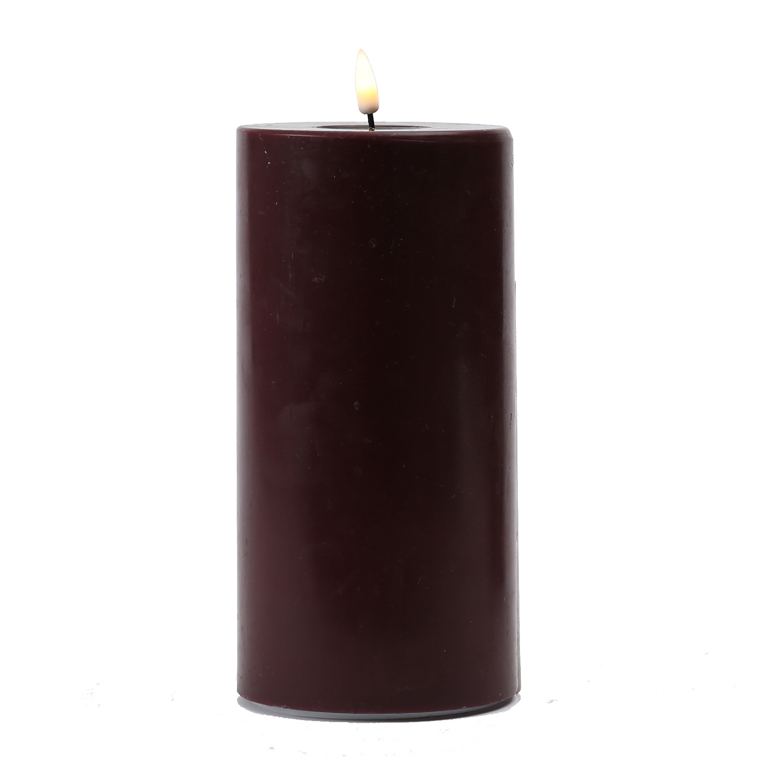 LED Stumpenkerze MIA - Echtwachs - realistische 3D Flamme - H: 20cm - D: 10cm - weinrot LED Stumpenkerze MIA - Echtwachs - realistische 3D Flamme - H: 20cm - D: 10cm - weinrot
