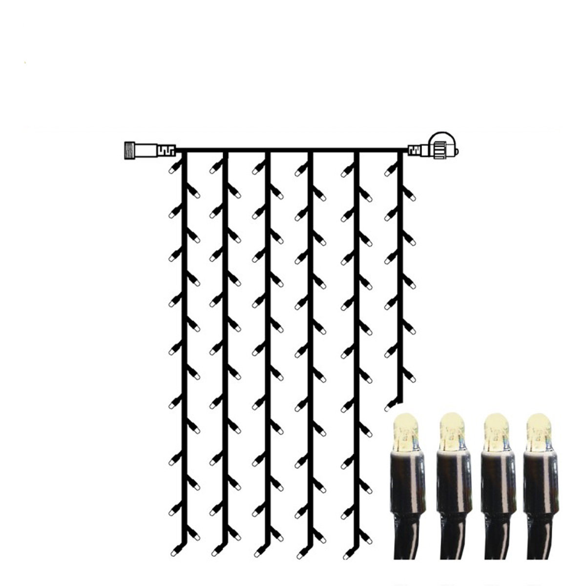 System 24 | LED-Lichtvorhang | koppelbar | exkl. Trafo | 1.00m x 2.00m | 98x Warmweiß System 24 | LED-Lichtvorhang | koppelbar | exkl. Trafo | 1.00m x 2.00m | 98x Warmweiß