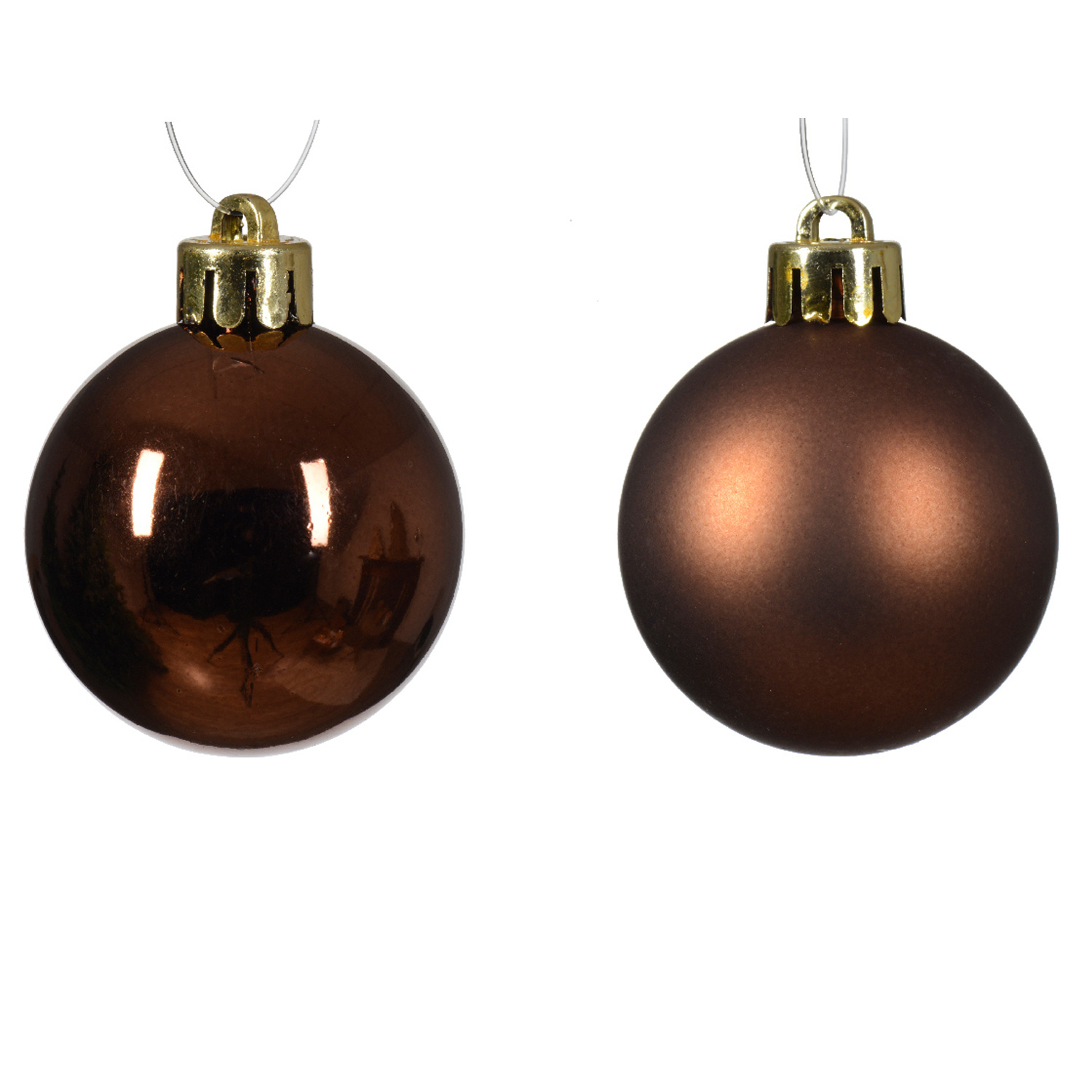 Christbaumkugeln - Weihnachtsbaumkugeln - bruchfest - D: 6cm - glänzend/matt - braun - 12er Set