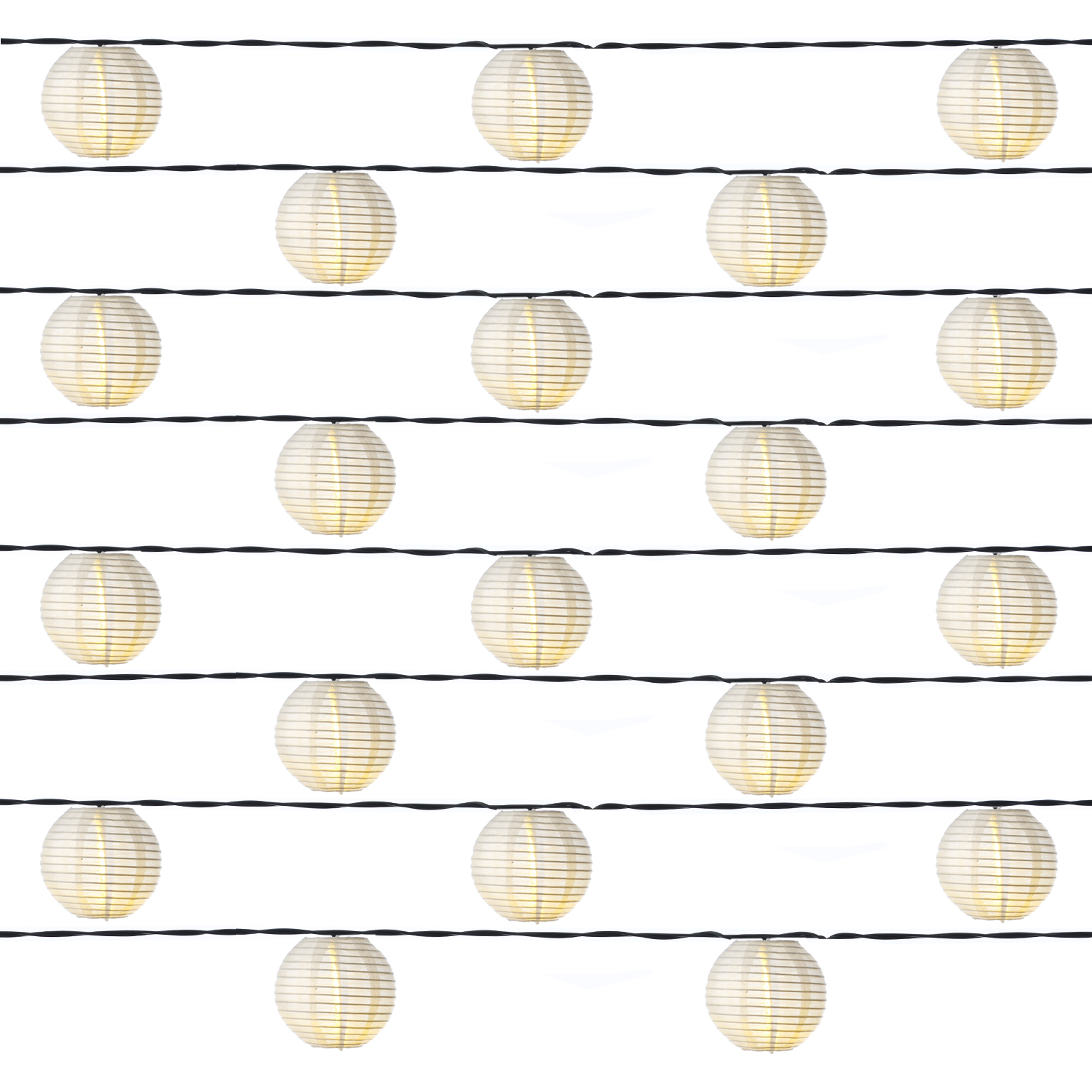 LED Lichterkette LAMPIONS - 20 warmweiße LED - L: 5,7m - 8 Leuchtfunktionen - Außentrafo - weiß