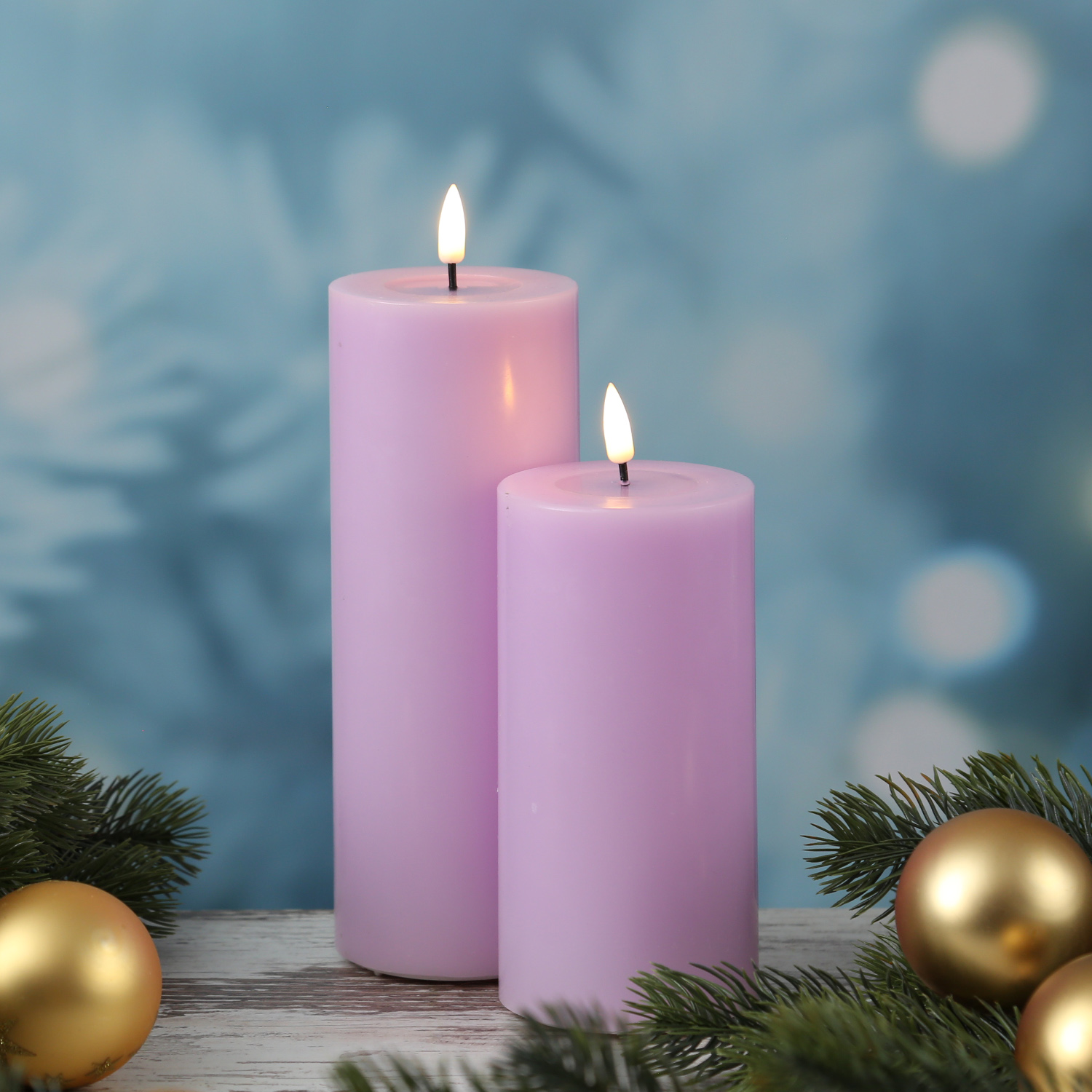 LED Stumpenkerze MIA - Echtwachs - realistische 3D Flamme - H: 15cm - D: 7,5cm - lavendel LED Stumpenkerze MIA - Echtwachs - realistische 3D Flamme - H: 15cm - D: 7,5cm - lavendel