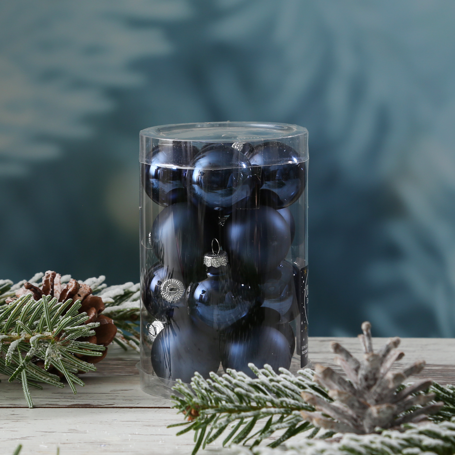 Christbaumkugel - Weihnachtsbaumkugel - Glas - D: 3,5cm - glänzend und matt - dunkelblau - 16er Set