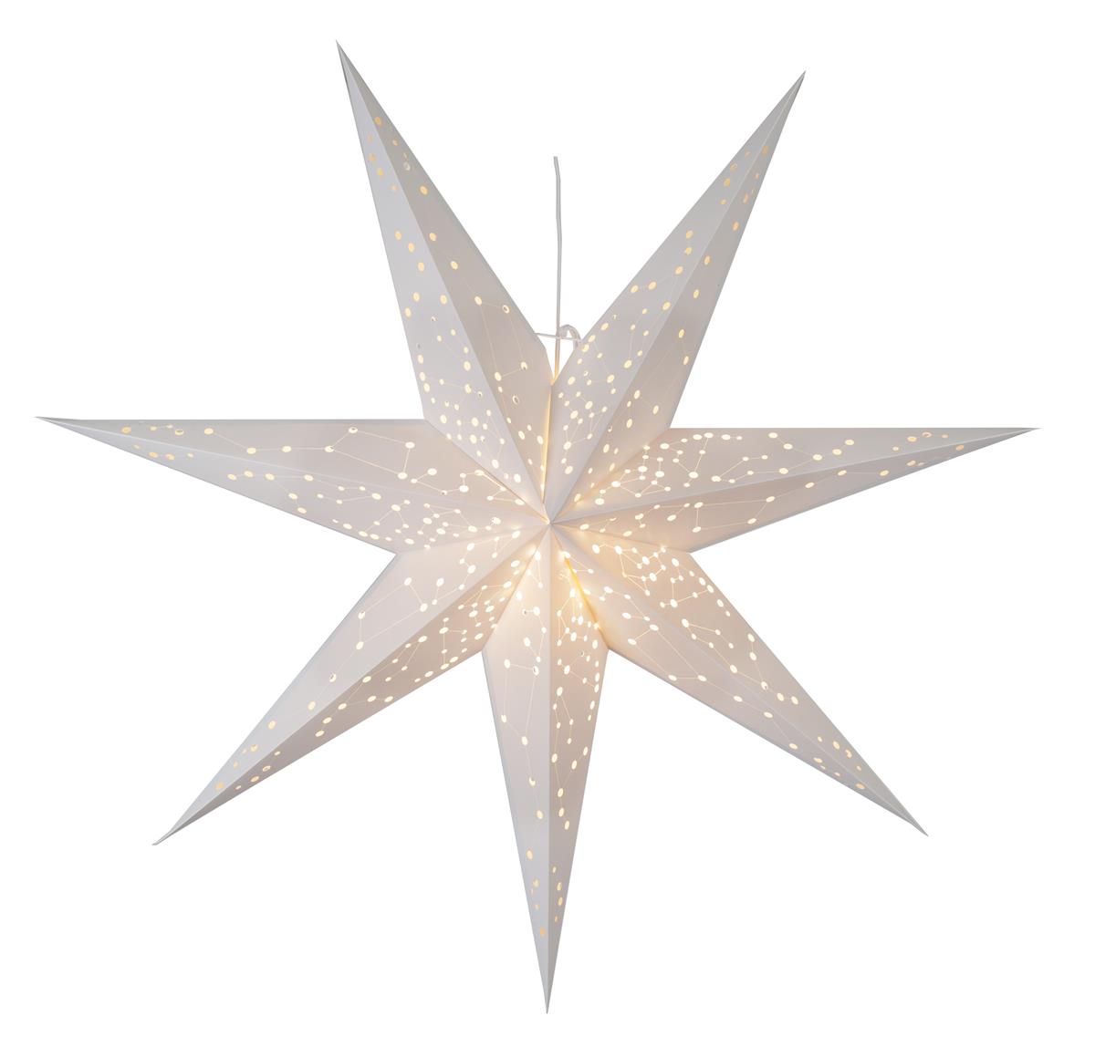 Papierstern "Galaxy" - mit Sternenbildern - hängend - 7-zackig - Ø 100 cm - inkl. Kabel - weiß Papierstern "Galaxy" - mit Sternenbildern - hängend - 7-zackig - Ø 100 cm - inkl. Kabel - weiß