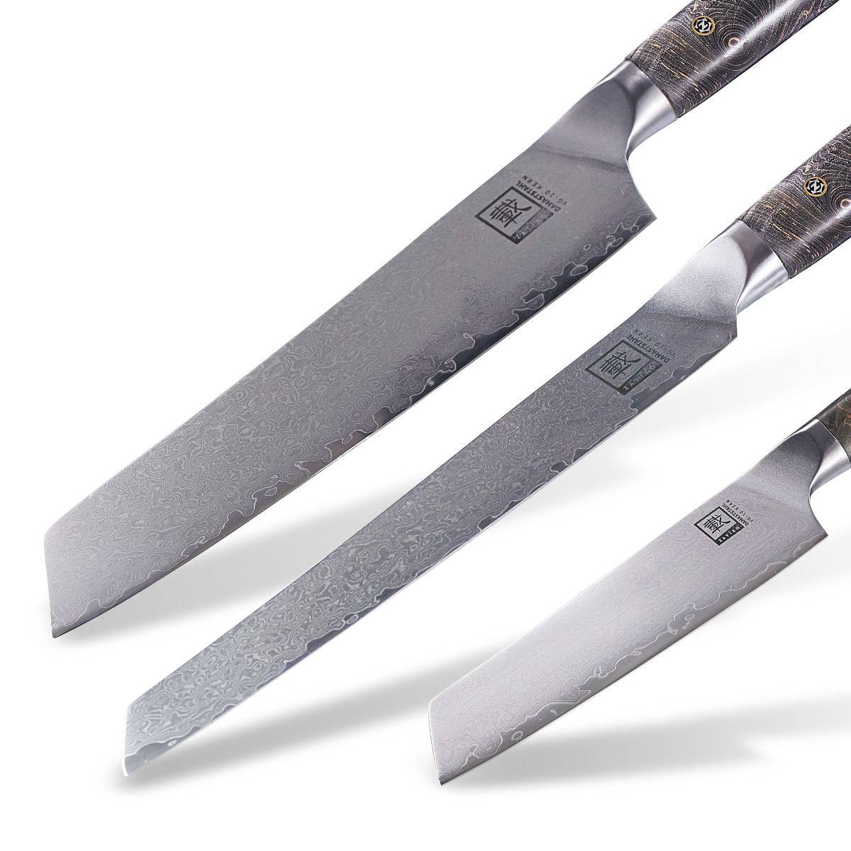 ZAYIKO Damastmesser DAITO PROFI LINE "3er Messer Set" - Ahornholz - VG-10 Stahlkern