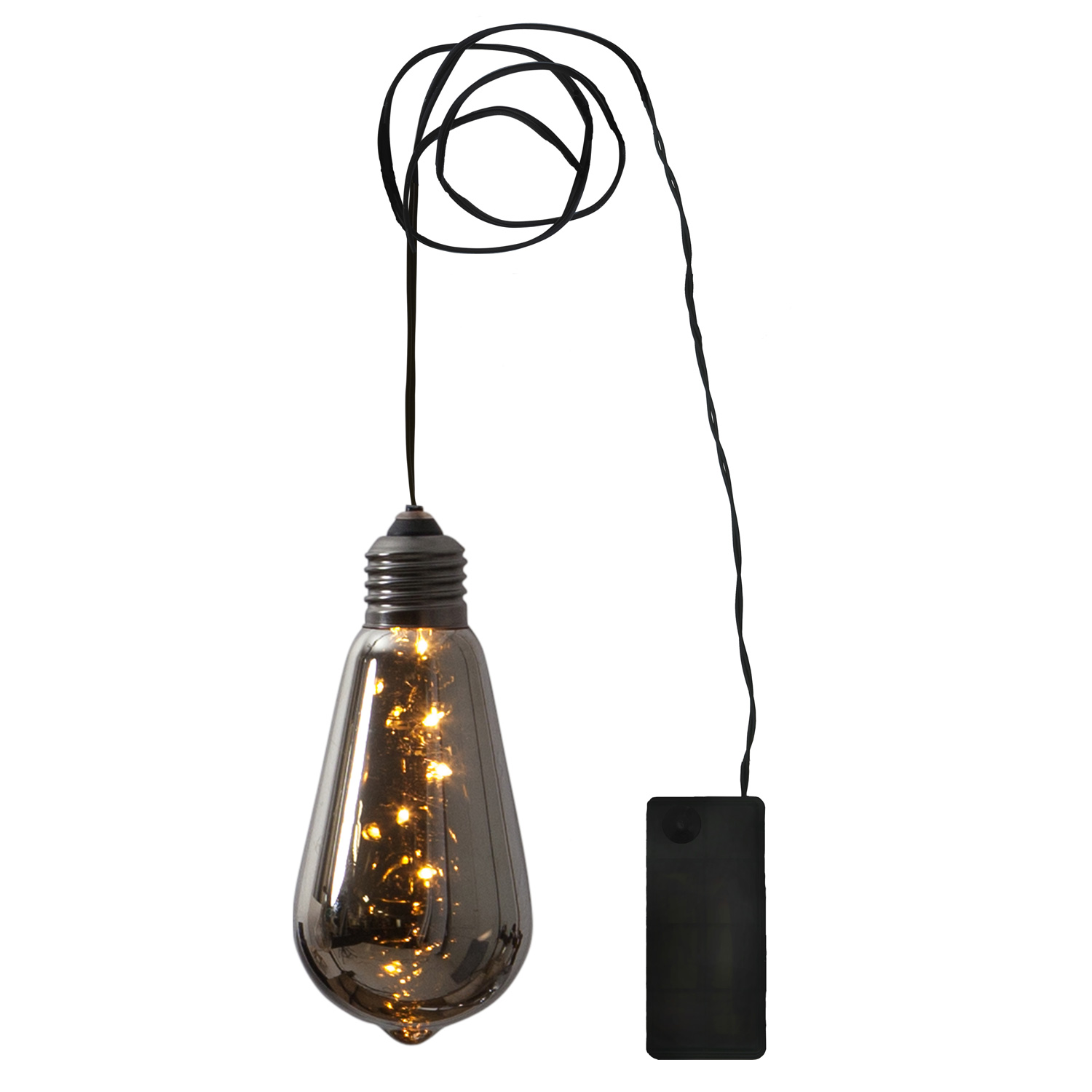 LED Dekoleuchte Glow - 5 warmweiße LED in dunkler Glühbirne - H: 13cm - D: 6cm - Batterie - Timer LED Dekoleuchte Glow - 5 warmweiße LED in dunkler Glühbirne - H: 13cm - D: 6cm - Batterie - Timer