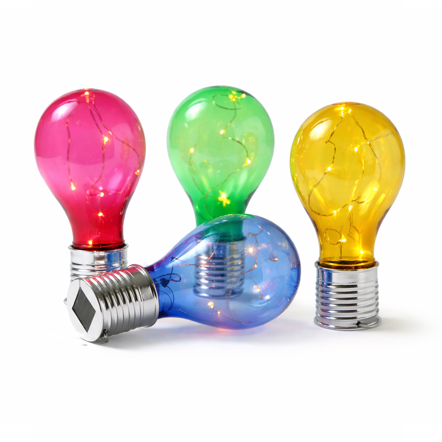 LED Solar Glühbirne GLOW - warmweiße LED Drahtlichterkette - H: 14cm - Lichtsensor - outdoor - gelb