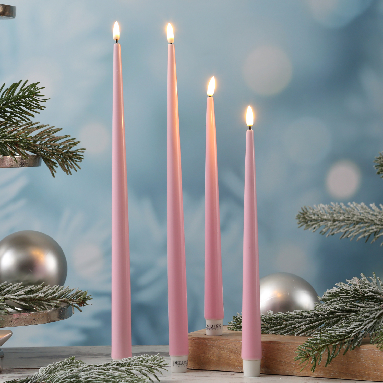 LED Stabkerzen ELLA - Echtwachs - realistische 3D Flamme - H: 28cm - rosa - 2 Stück LED Stabkerzen ELLA - Echtwachs - realistische 3D Flamme - H: 28cm - rosa - 2 Stück