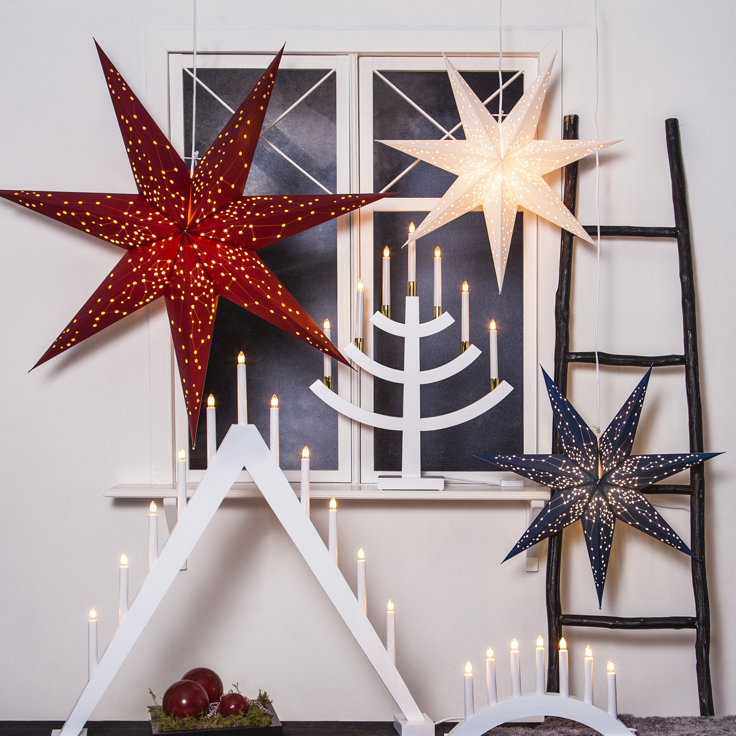 Papierstern "Galaxy" - mit Sternenbildern - hängend - 7-zackig - Ø 60 cm - inkl. Kabel - weiß Papierstern "Galaxy" - mit Sternenbildern - hängend - 7-zackig - Ø 60 cm - inkl. Kabel - weiß