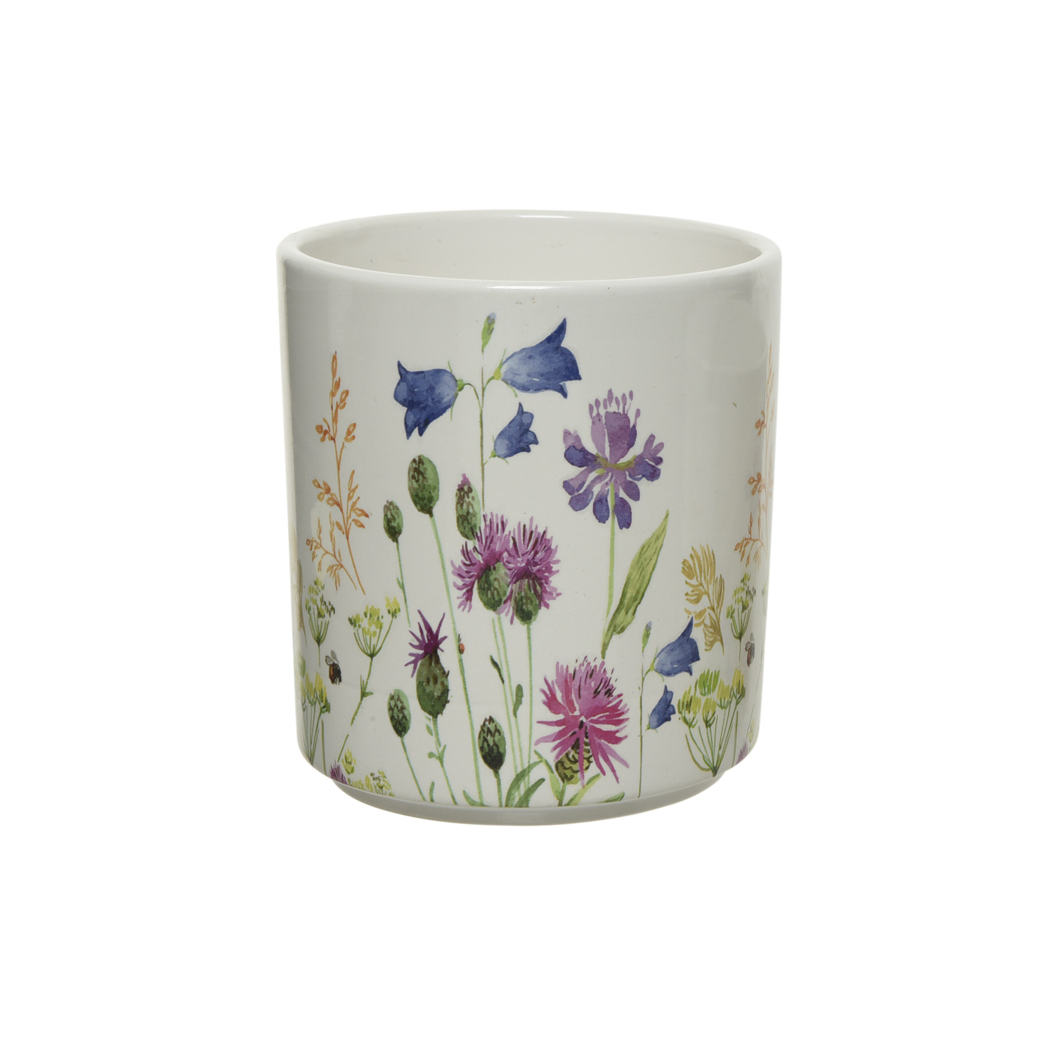 Blumentöpfe mit Wildblumen Motiv - Übertöpfe - 3 verschiedene Größen - bunt - 3er Set Blumentöpfe mit Wildblumen Motiv - Übertöpfe - 3 verschiedene Größen - bunt - 3er Set