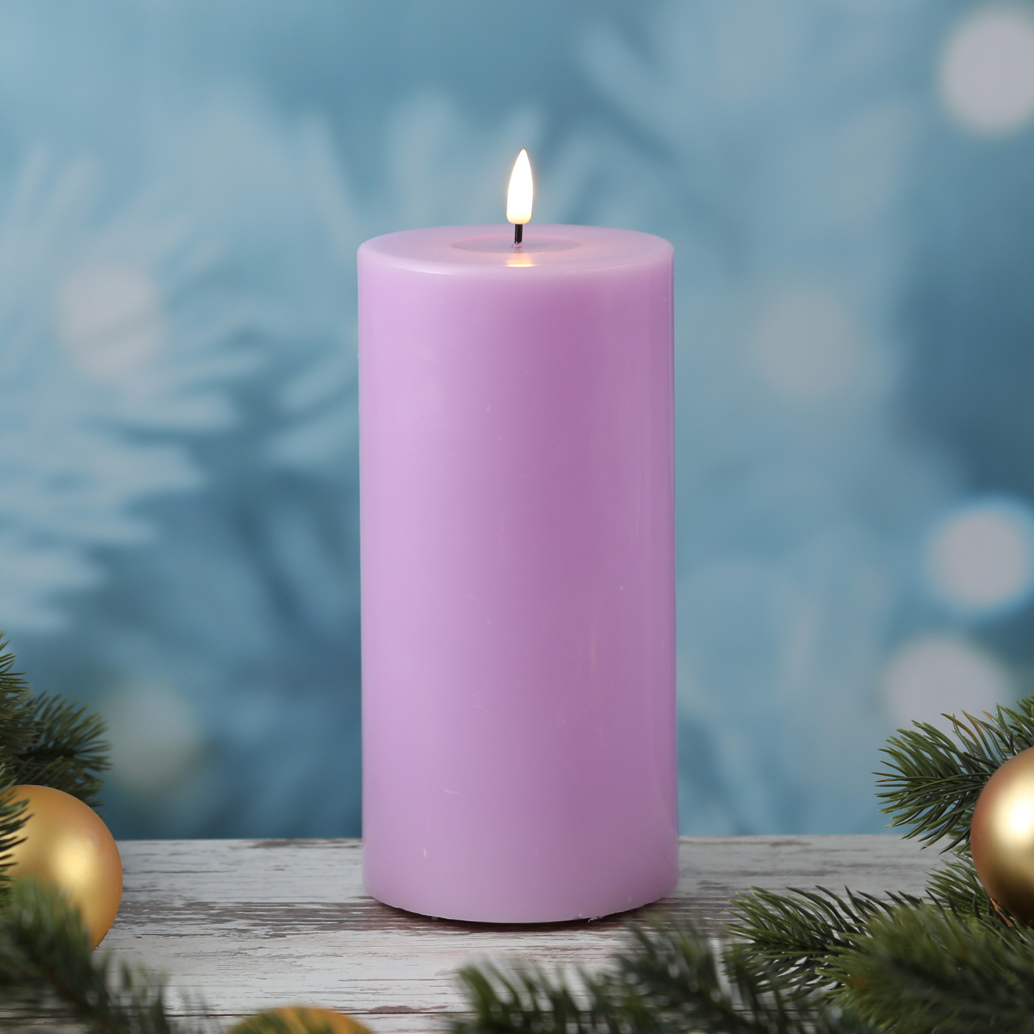 LED Stumpenkerze MIA - Echtwachs - realistische 3D Flamme - H: 20cm - D: 10cm - lavendel LED Stumpenkerze MIA - Echtwachs - realistische 3D Flamme - H: 20cm - D: 10cm - lavendel