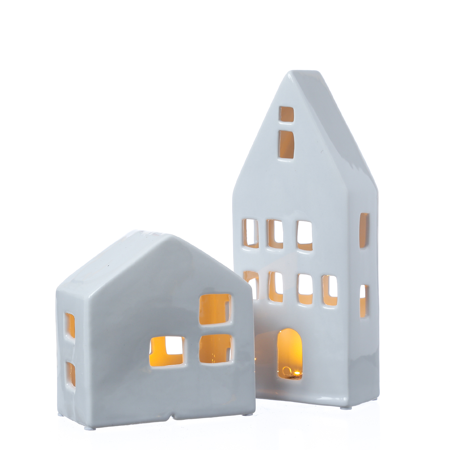 LED Haus - Porzellan Lichthaus - warmweiße LED - H: 13cm - inkl. Batterie - für Innen - weiß LED Haus - Porzellan Lichthaus - warmweiße LED - H: 13cm - inkl. Batterie - für Innen - weiß