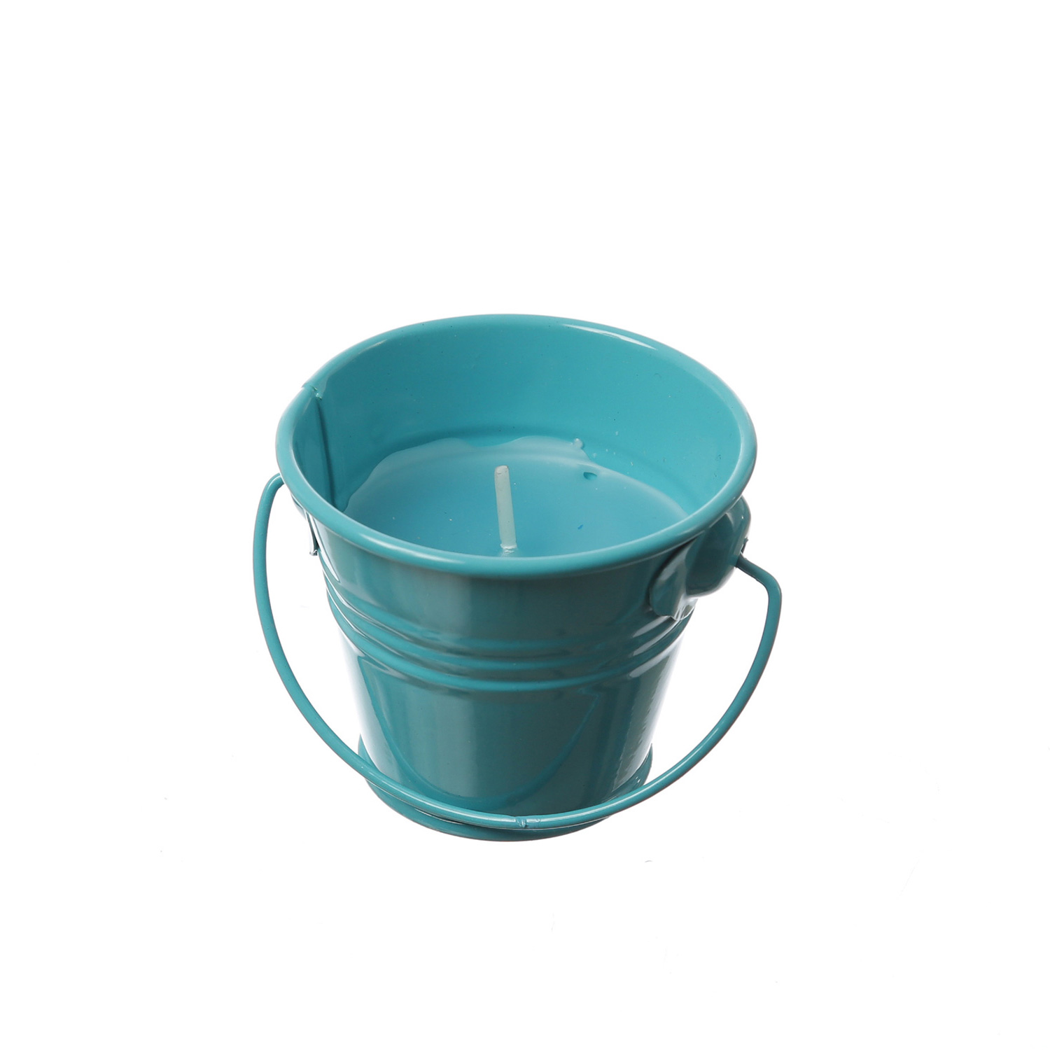 Duftkerzen CITRONELLA - Outdoor Kerzen im Metalleimer - H: 5,5cm - türkisblau - 3er Set