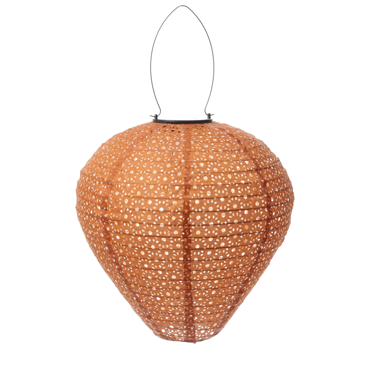 LED Solar Lampion Ballon - mit Blumenmuster - H: 30cm - D: 30cm - Lichtsensor - braun - 2er Set