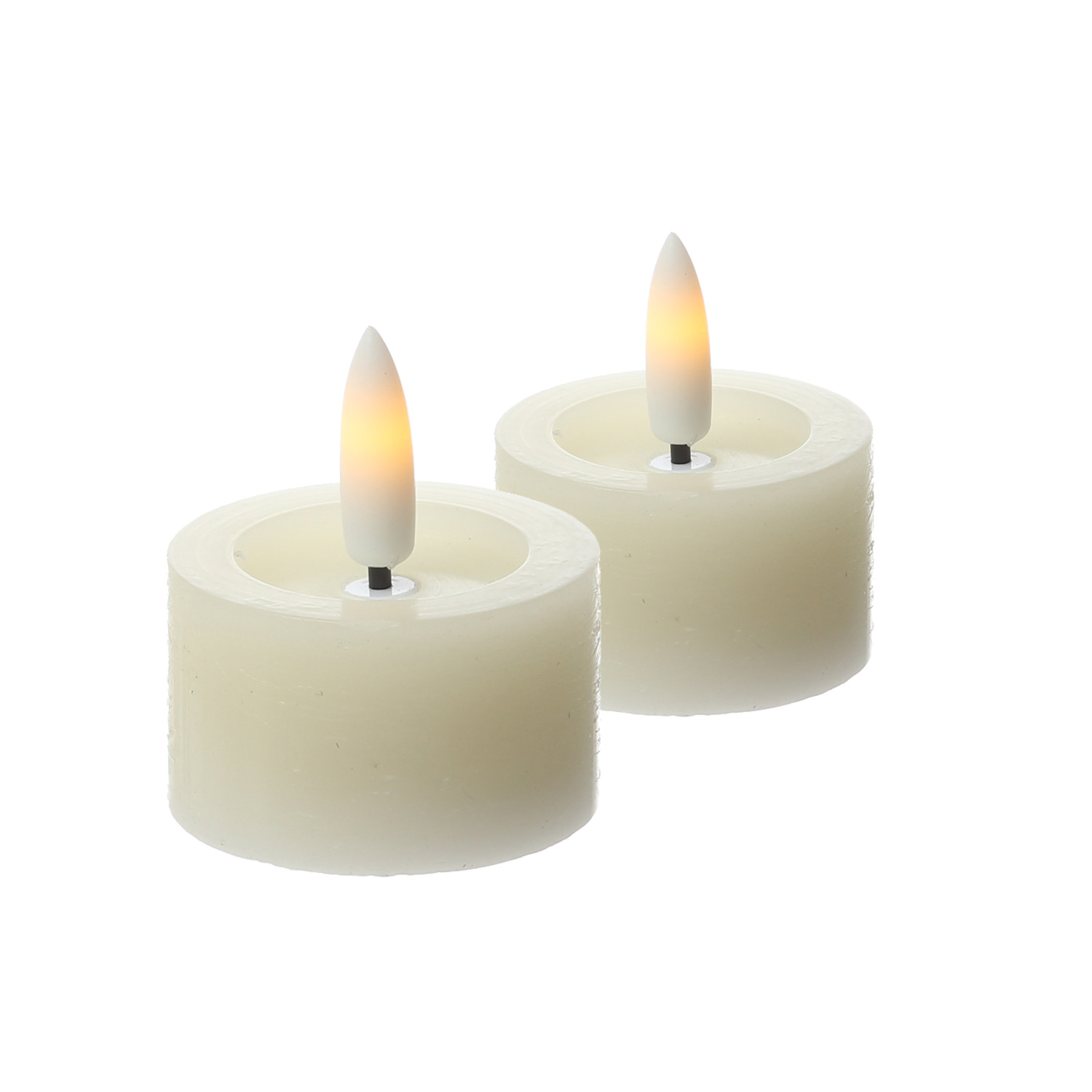 LED Teelichter LINA - Rustik-Optik - Echtwachs - Timer - mit Batterien - D: 4,5cm H: 5cm - 2St.