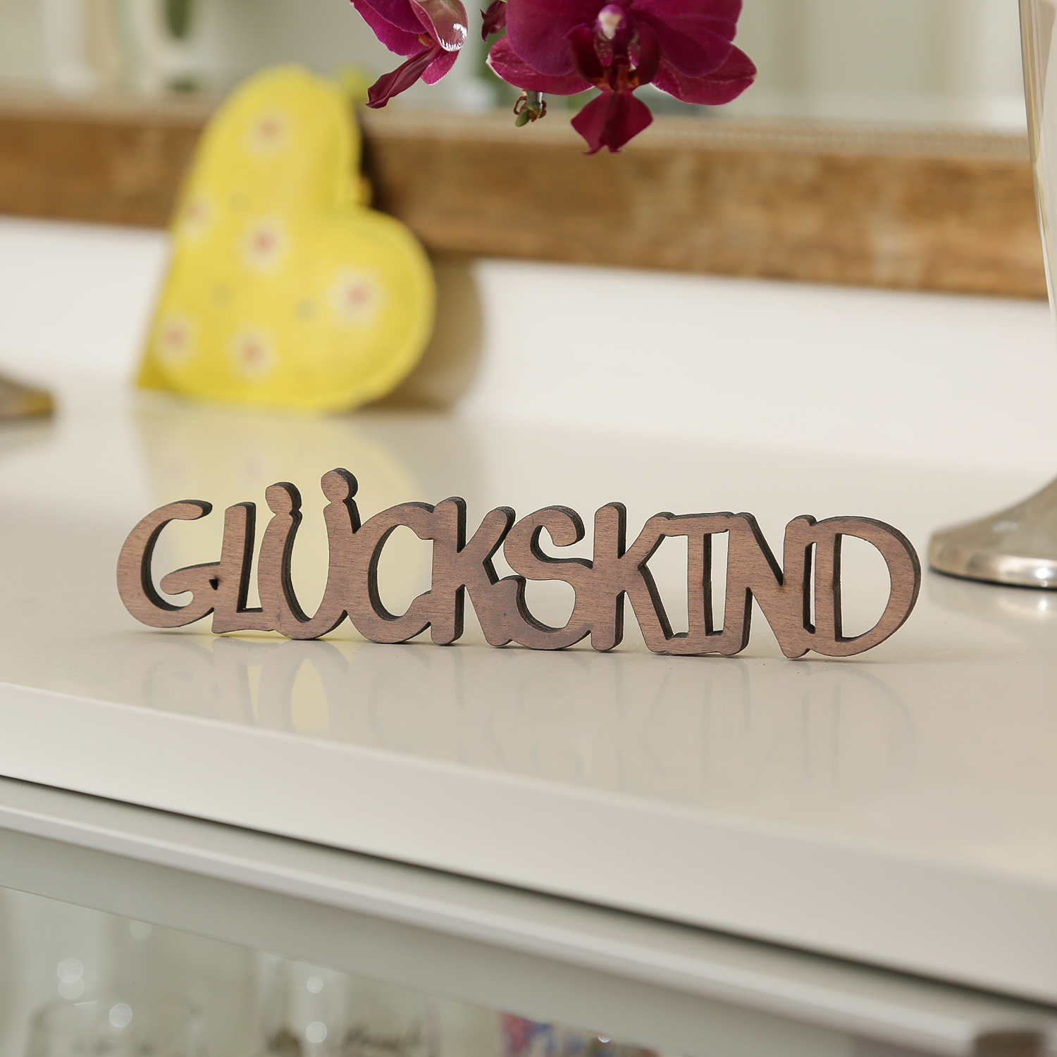 Holz Schriftzug GLÜCKSKIND - 17,5x3,5cm MDF Holz