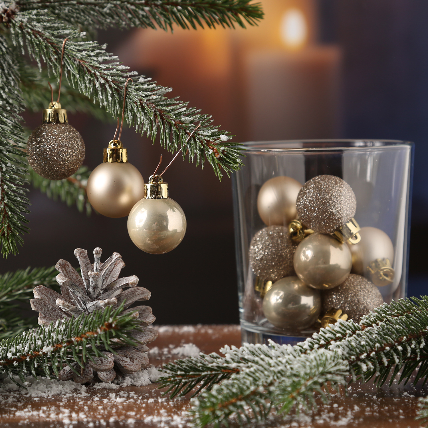 Christbaumkugel - Weihnachtskugel - bruchfest - D: 3cm - glänzend matt glitzernd - creme - 14er Set Christbaumkugel - Weihnachtskugel - bruchfest - D: 3cm - glänzend matt glitzernd - creme - 14er Set