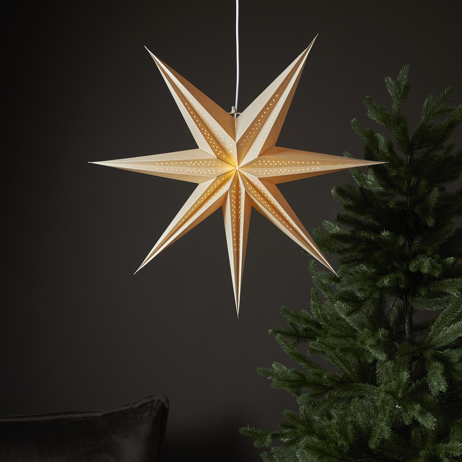 Papierstern POINT - hängend - 7-zackig - D: 60cm - creme Papierstern POINT - hängend - 7-zackig - D: 60cm - creme
