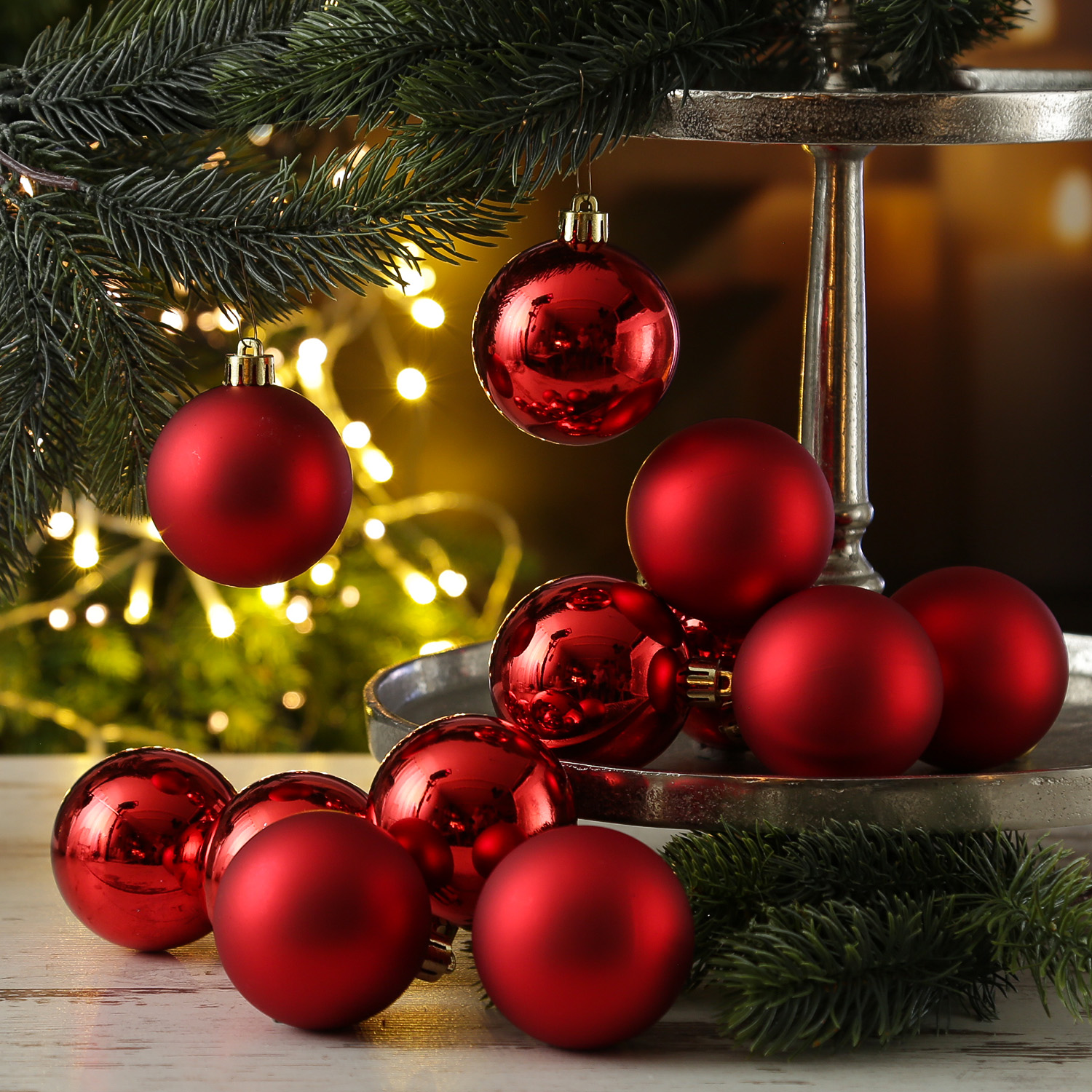 Christbaumkugeln - Weihnachtbaumskugeln - bruchfest - D: 6cm - glänzend/matt  - rot - 12er Set Christbaumkugeln - Weihnachtbaumskugeln - bruchfest - D: 6cm - glänzend/matt  - rot - 12er Set